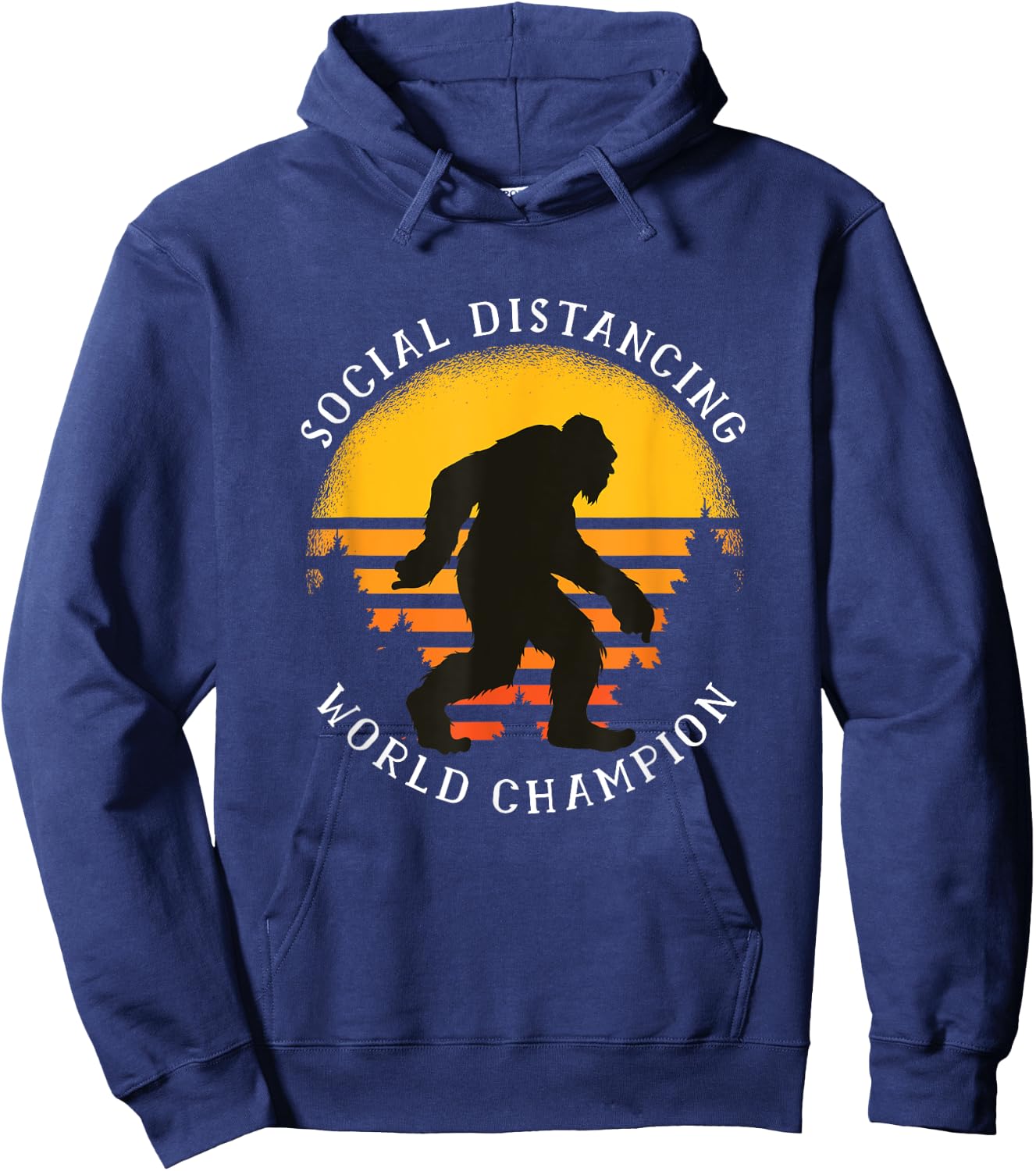 Social Distancing World Champion - Funny Bigfoot Hoodie - Hoodie | Navy