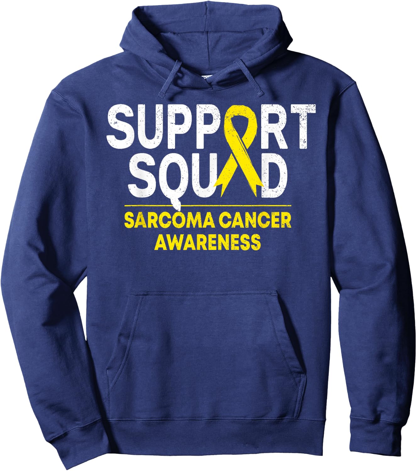 Support Squad Sarcoma Cancer Awareness Yellow Ribbon Team Hoodie - Hoodie | Navy