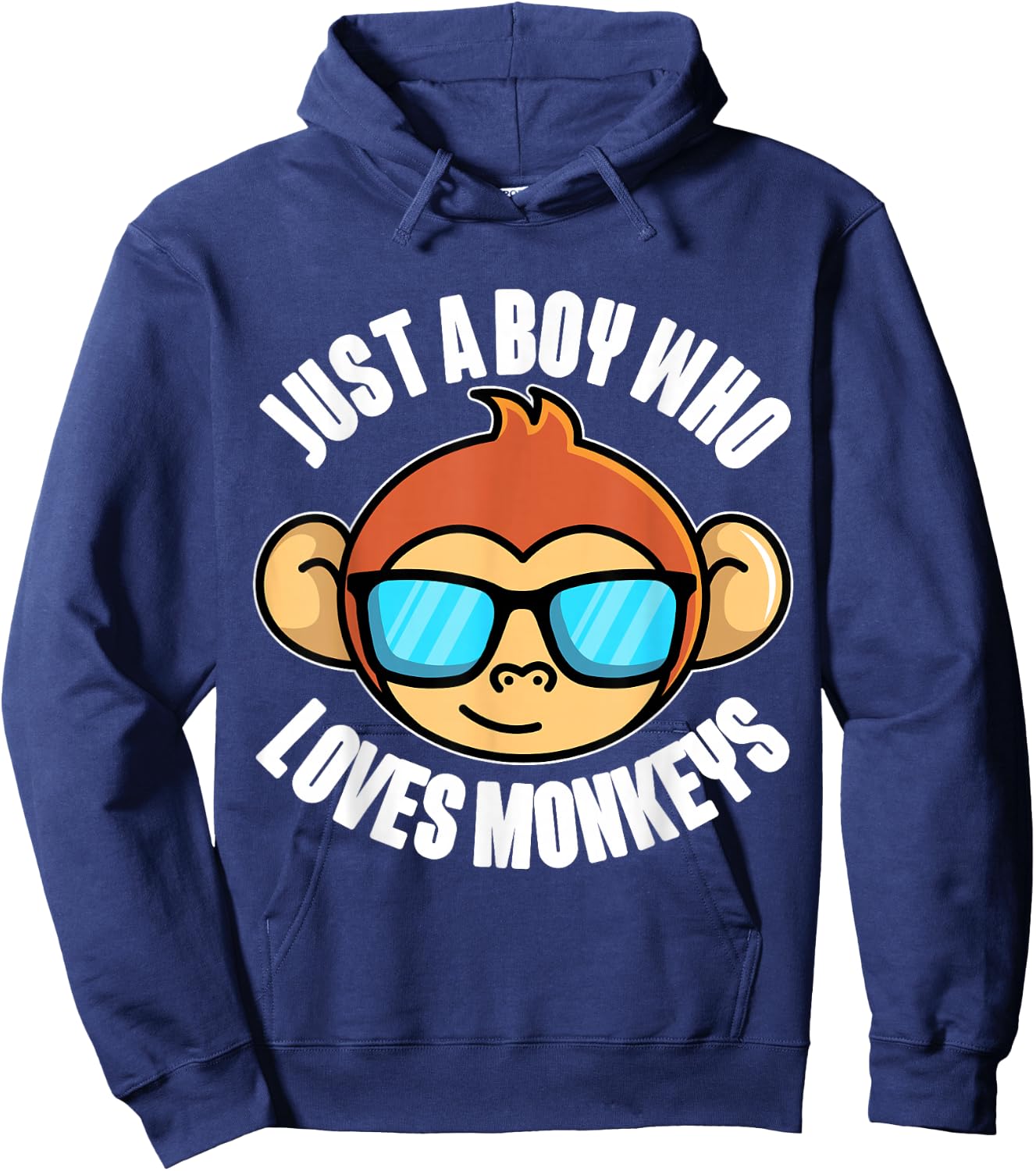 Just A Boy Who Loves Monkeys With Sunglasses For Kids Hoodie - Hoodie | Navy