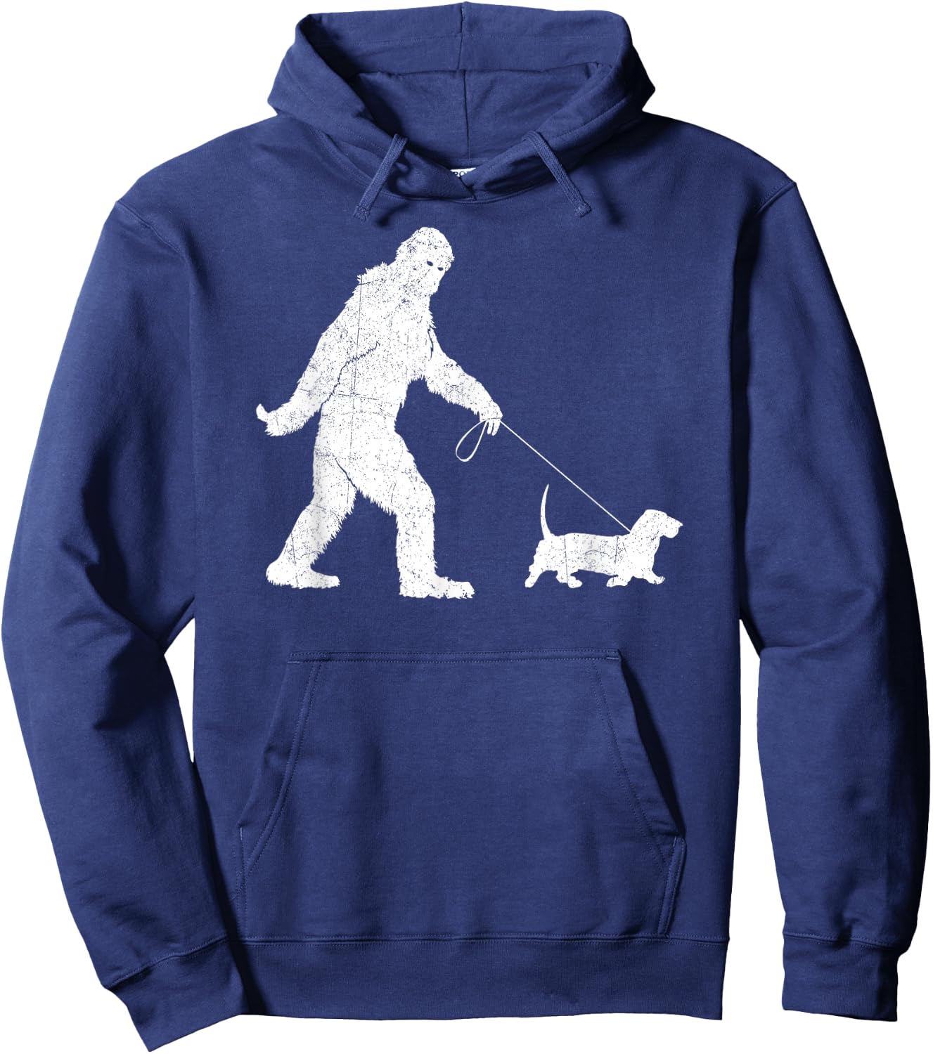 Funny Bigfoot Sasquatch Walking Basset Hound Dog Lovers Hoodie - Hoodie | Navy