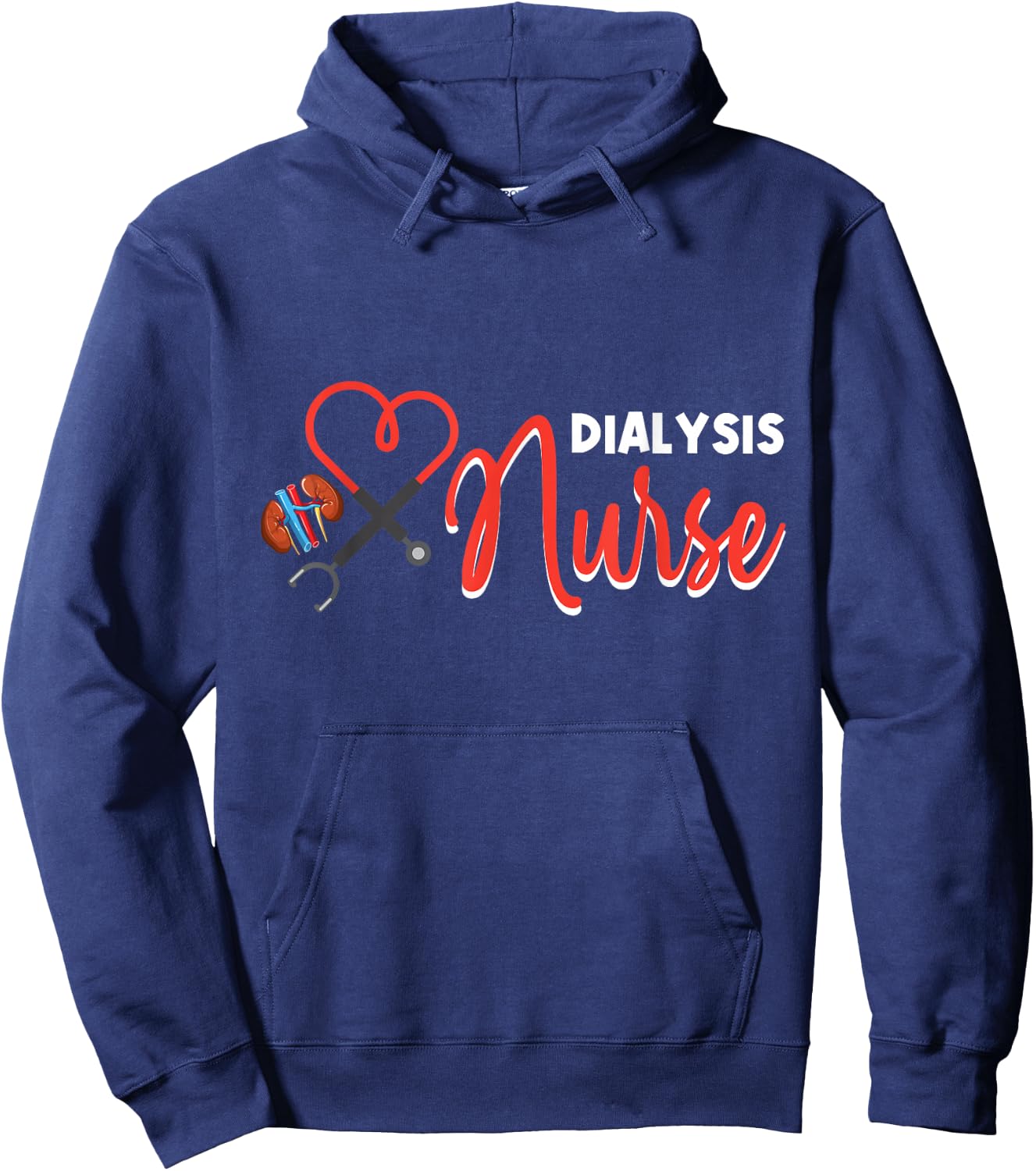 Dialysis Nurse Gifts for Technician Heart Nephrology Nursing Hoodie - Hoodie | Navy