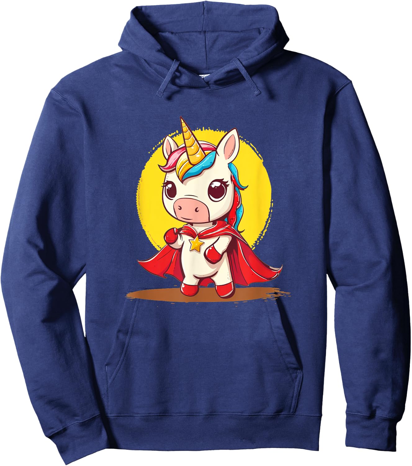 Good-looking Unicorn in Superhero Uniform with Cape Hoodie - Hoodie | Navy
