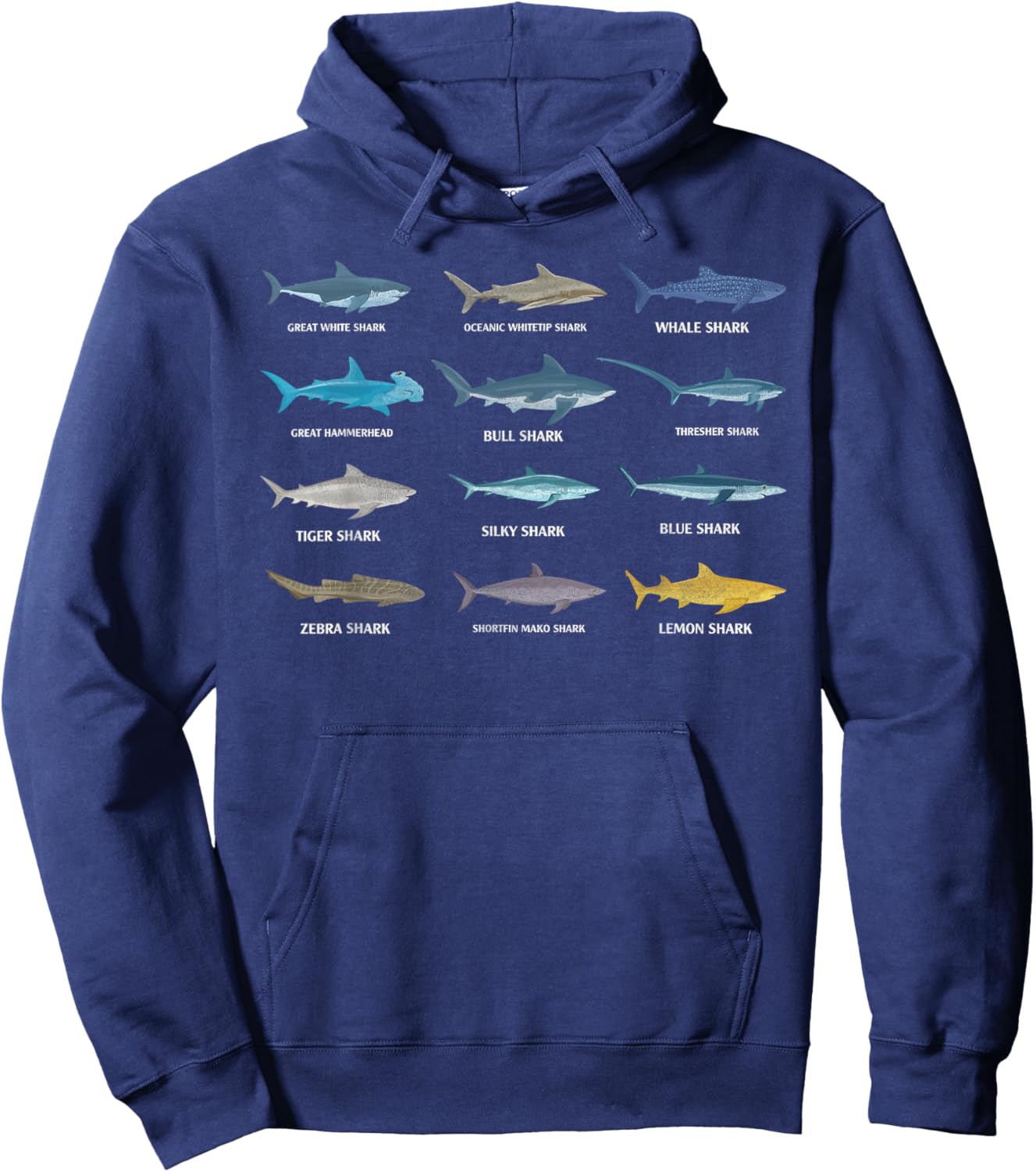 Types Of Shark Ocean Animal Biology Life Shark Lover Hoodie - Hoodie | Navy