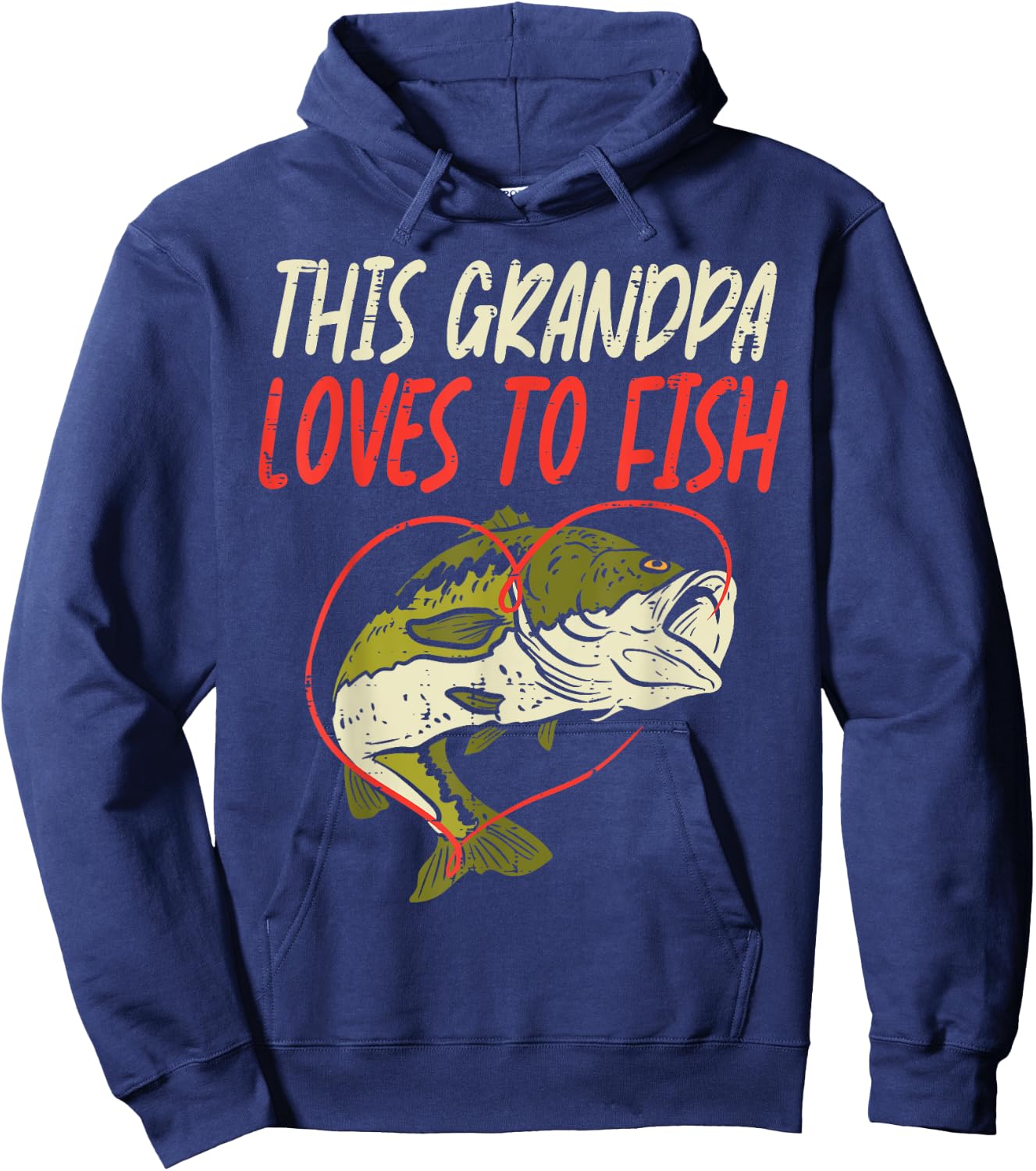 This Grandpa Loves To Fish Bass Fishing Family Matching Gift Hoodie - Hoodie | Navy