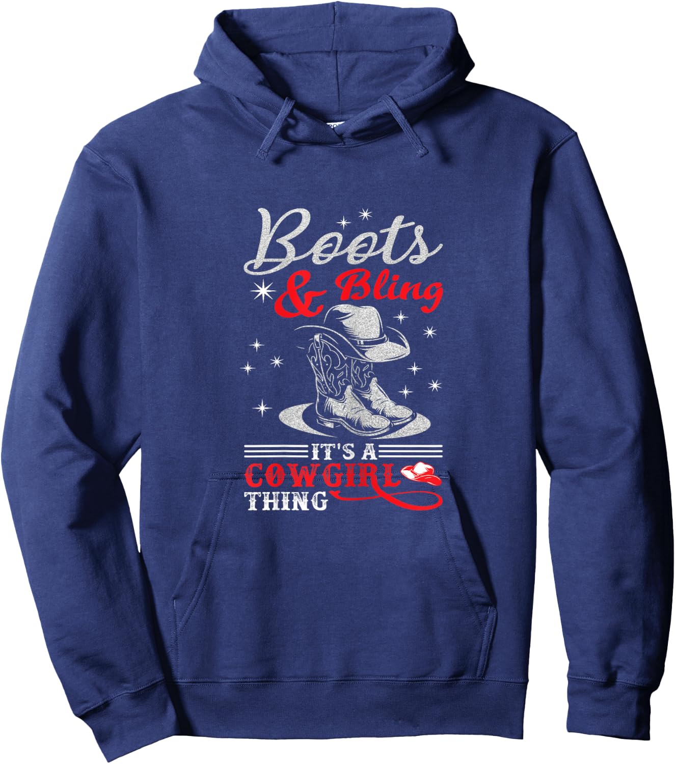 boots & bling it's a cowgirl thing Western Hoodie - Hoodie | Navy