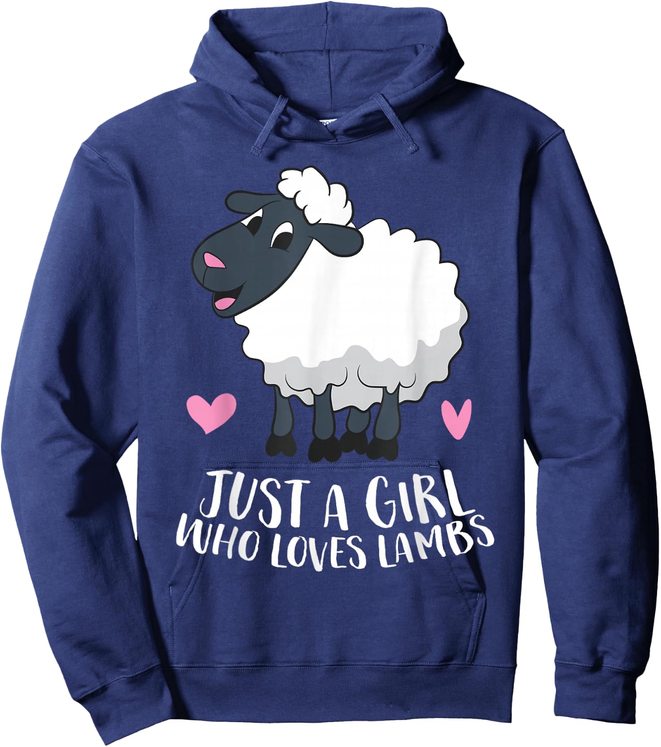 Just a Girl Who Loves Lambs Cute Sheep Girl Hoodie - Hoodie | Navy