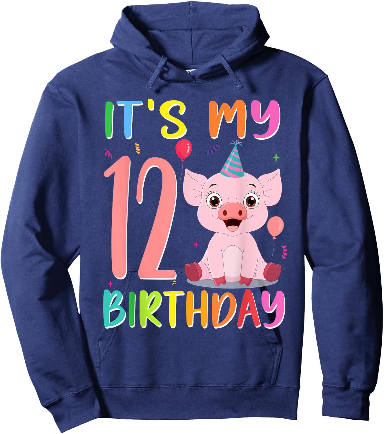 It’s My 12th Birthday Pig for Pig Lover 12 Year Old Hoodie - Hoodie | Navy