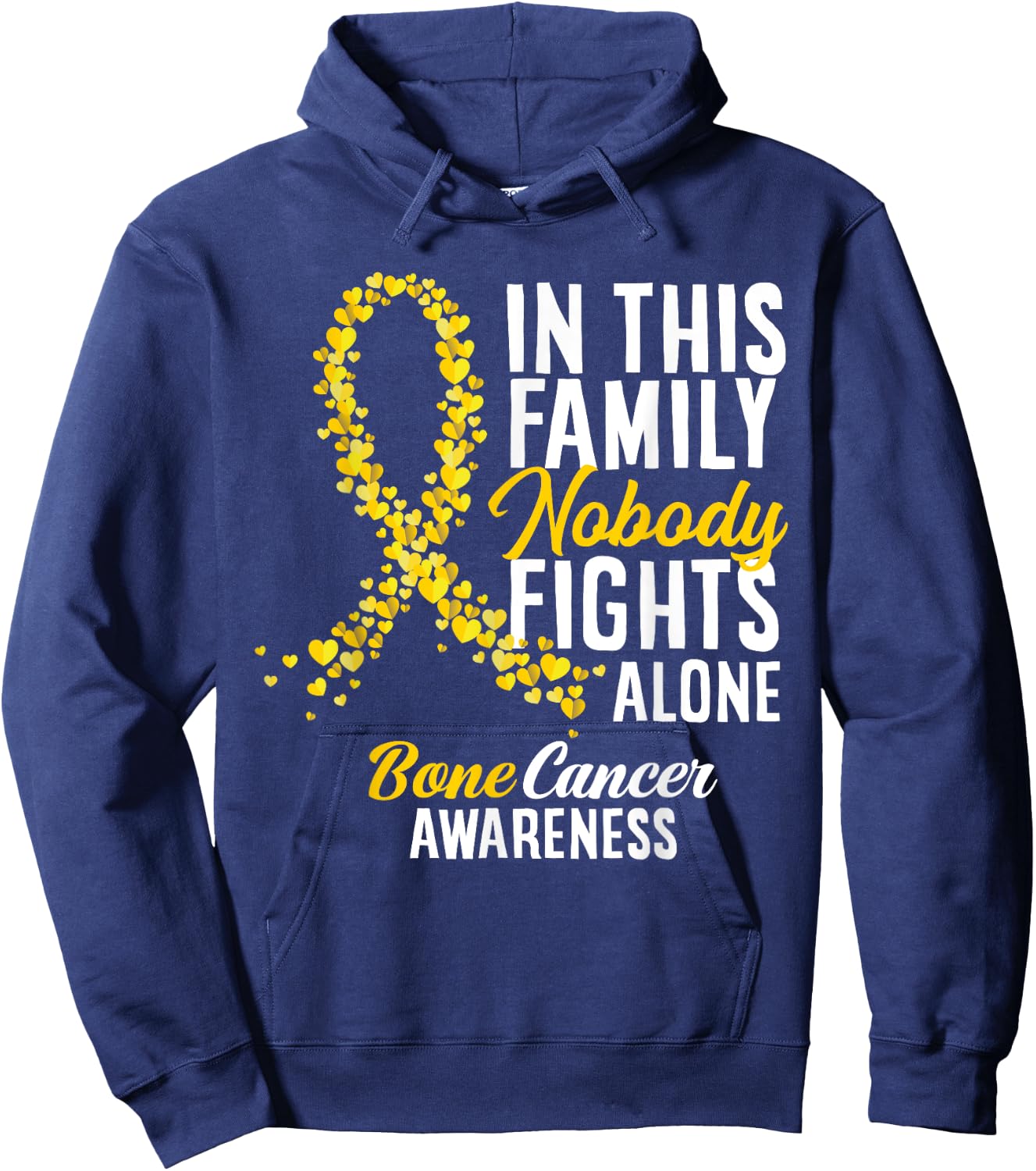 In This Family Nobody Fights Alone Bone Cancer Awareness Hoodie - Hoodie | Navy