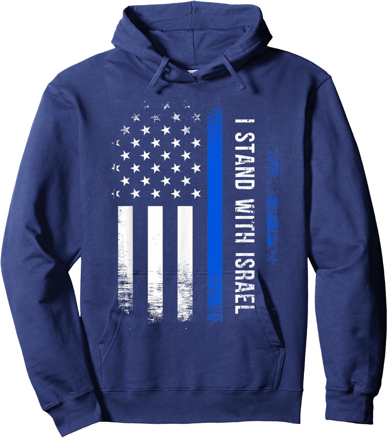I Stand With Israel American Flag Jewish Freedom Solidarity Hoodie - Hoodie | Navy