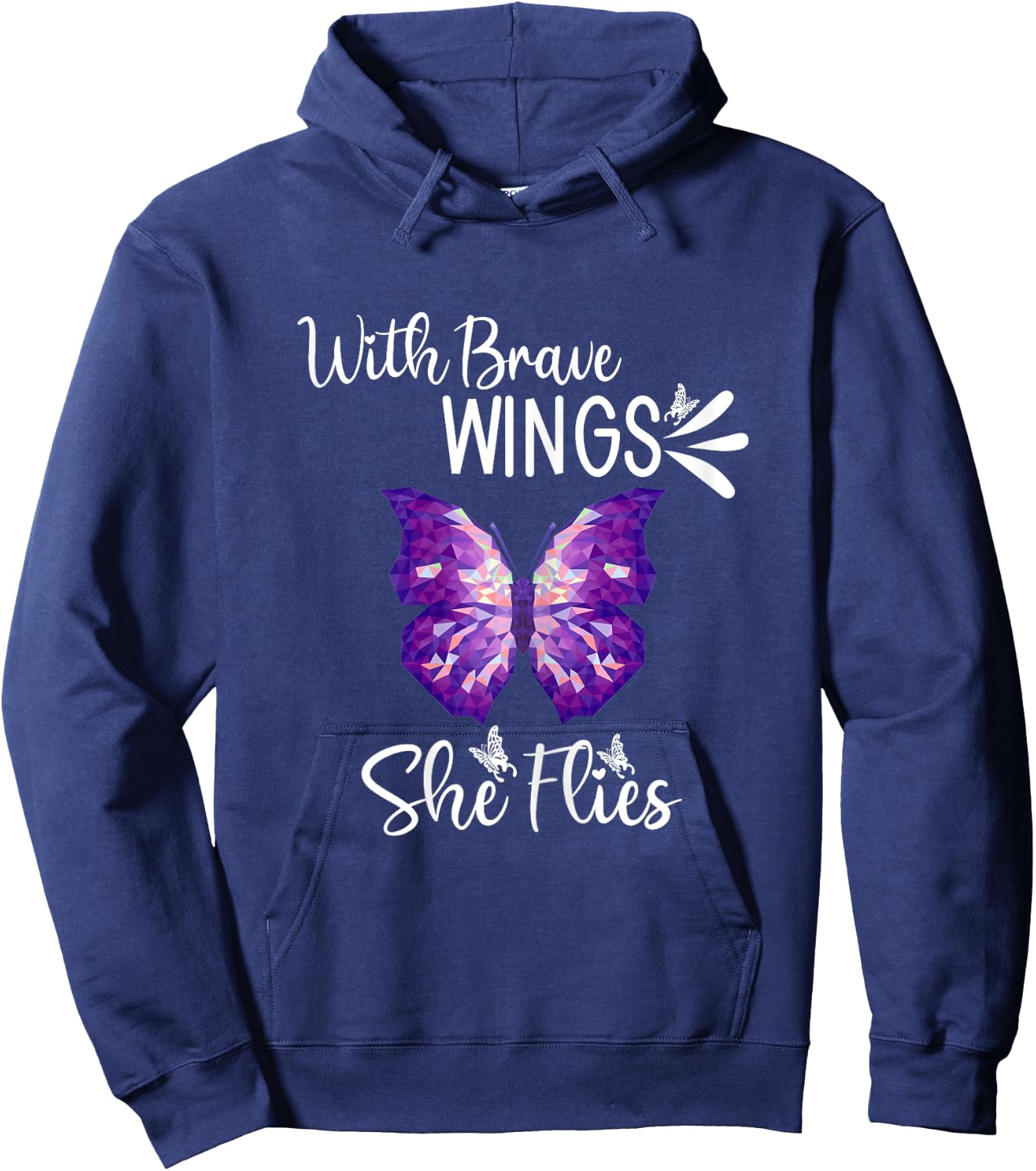 Purple Butterfly ,With Brave Wings She Flies Women Hoodie - Hoodie | Navy