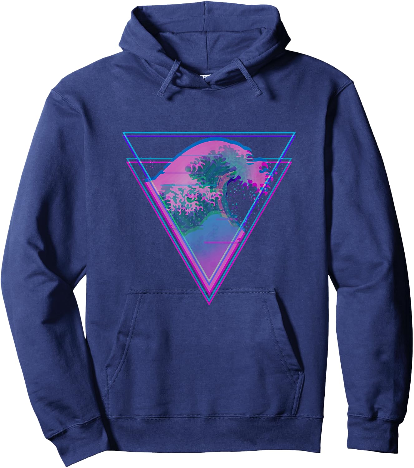 Kanagawa Great Wave Japan Aesthetic Vaporwave E-Girls Glitch Hoodie - Hoodie | Navy