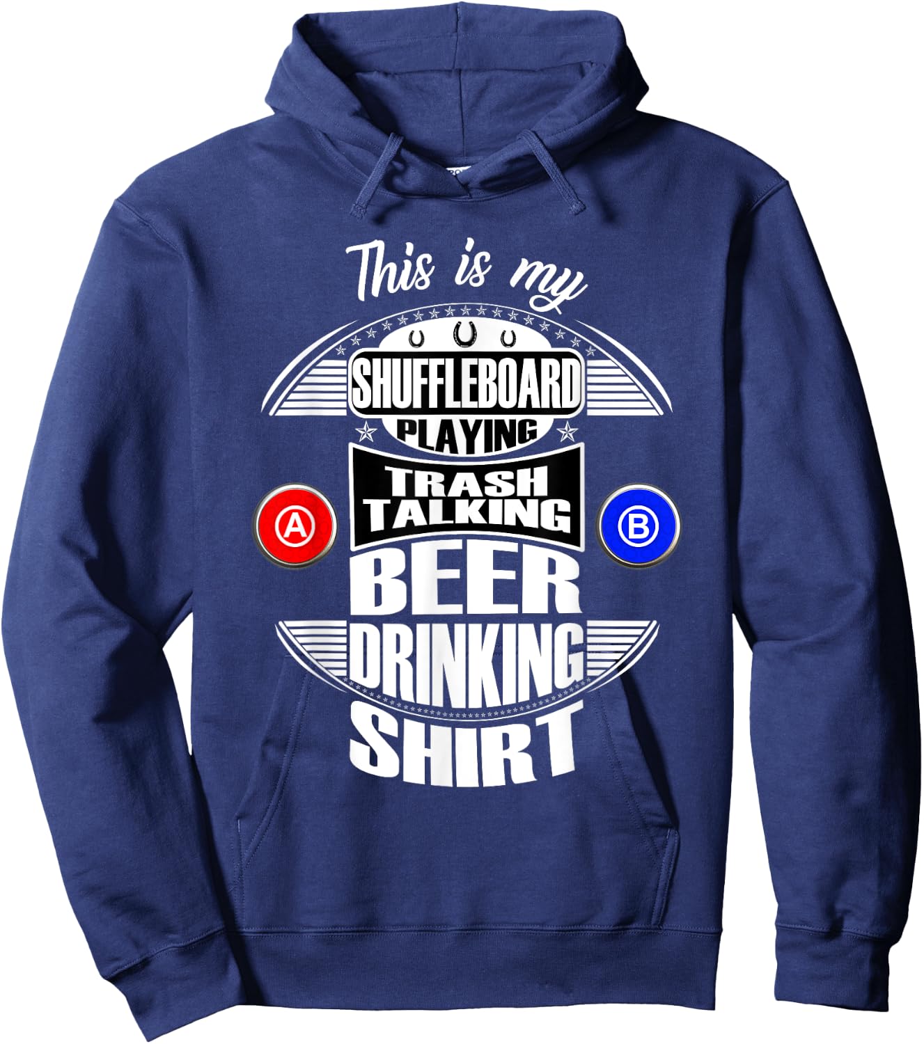 Funny Shuffleboard Playing League Beer Drinking Gift Hoodie - Hoodie | Navy