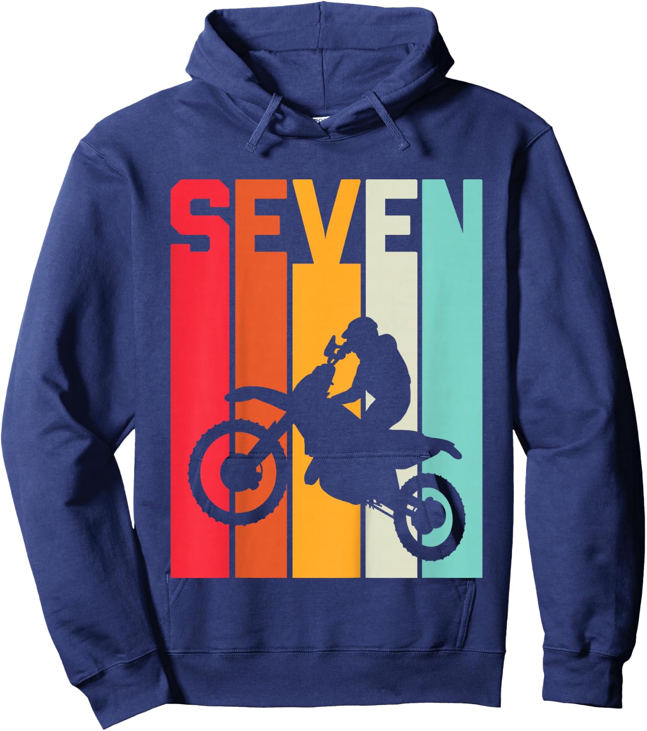 7th Birthday Retro Motocross 7 Years Boys Girl Dirt Bike Hoodie - Hoodie | Navy