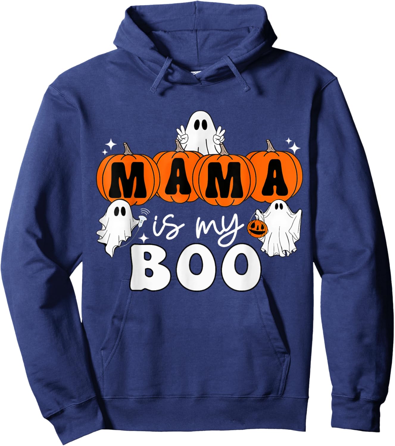 Retro Groovy Mama Is My Boo Cute Toddler Halloween Boys Girl Hoodie - Hoodie | Navy