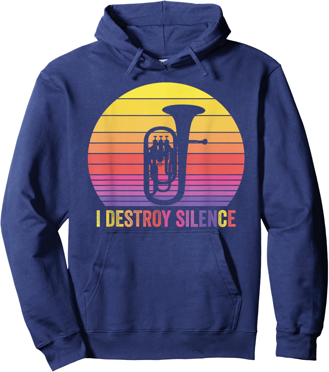 Baritone Retro Vintage I Destroy Silence Funny Euphonium Hoodie - Hoodie | Navy