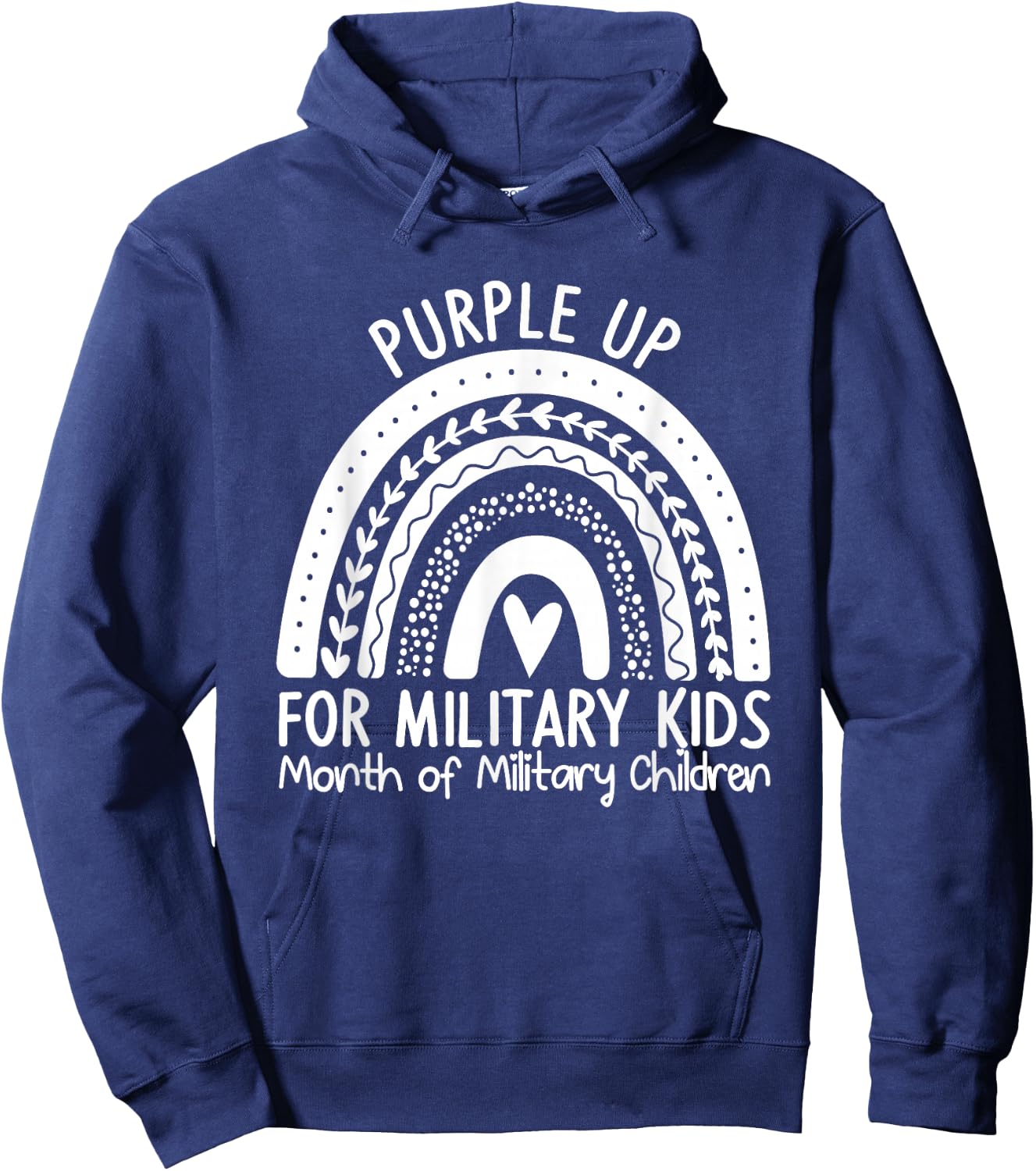 Purple Up for Military Kids Month Military Child Rainbow Hoodie - Hoodie | Navy