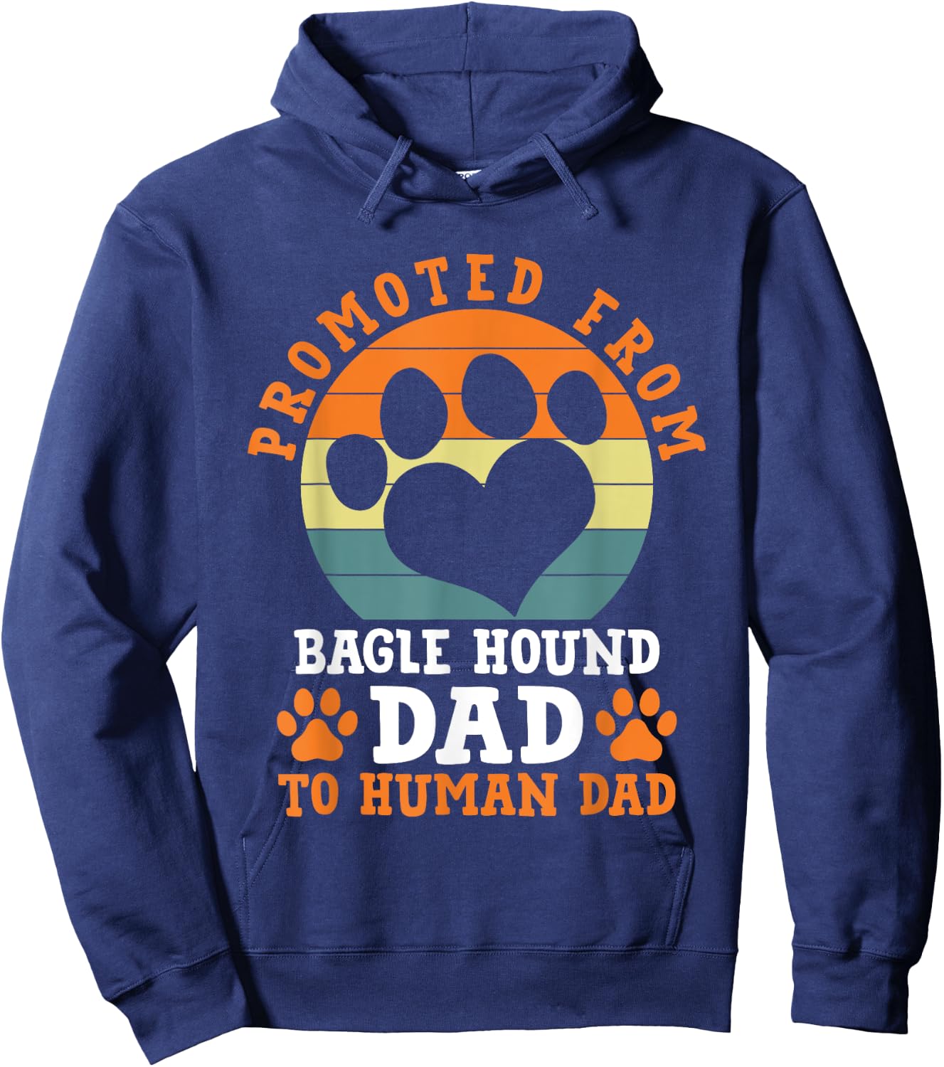 Promoted from Bagle Hound Dad Funny Basset Beagle Humor Hoodie - Hoodie | Navy