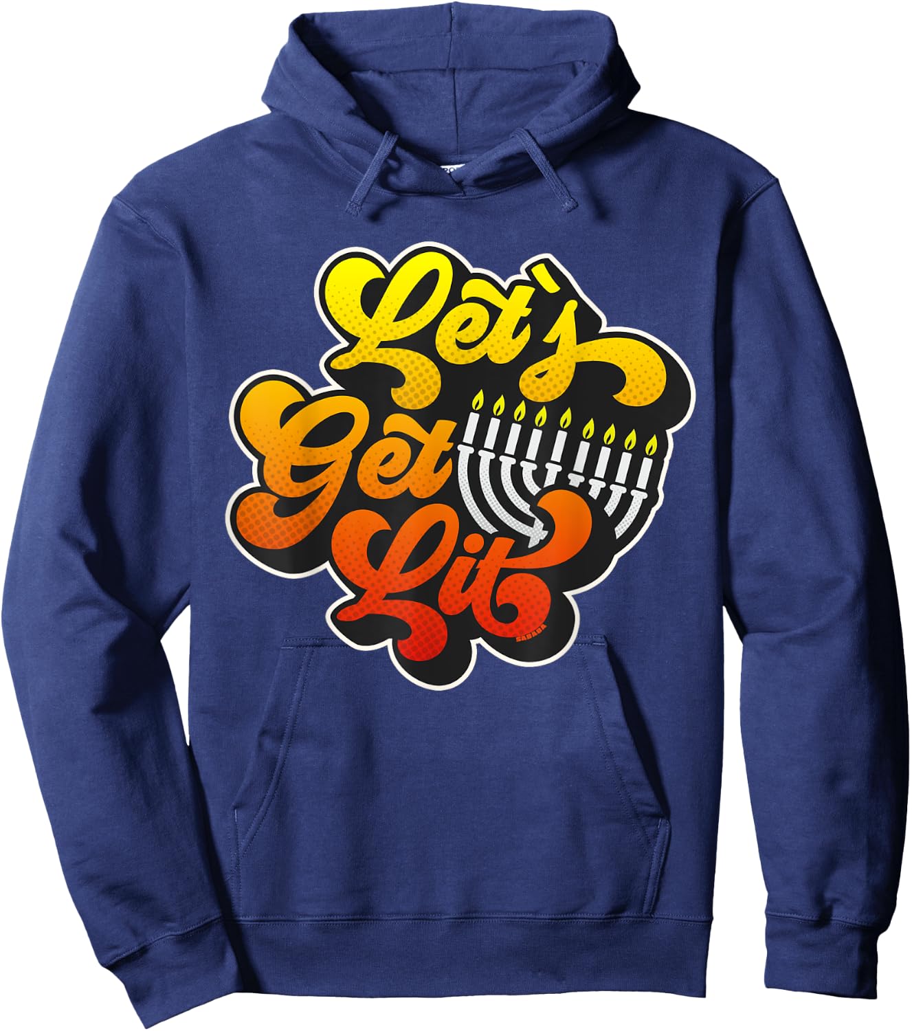 Let's Get Lit Jewish Humor Funny Gift Hanukkah Retro Hoodie - Hoodie | Navy