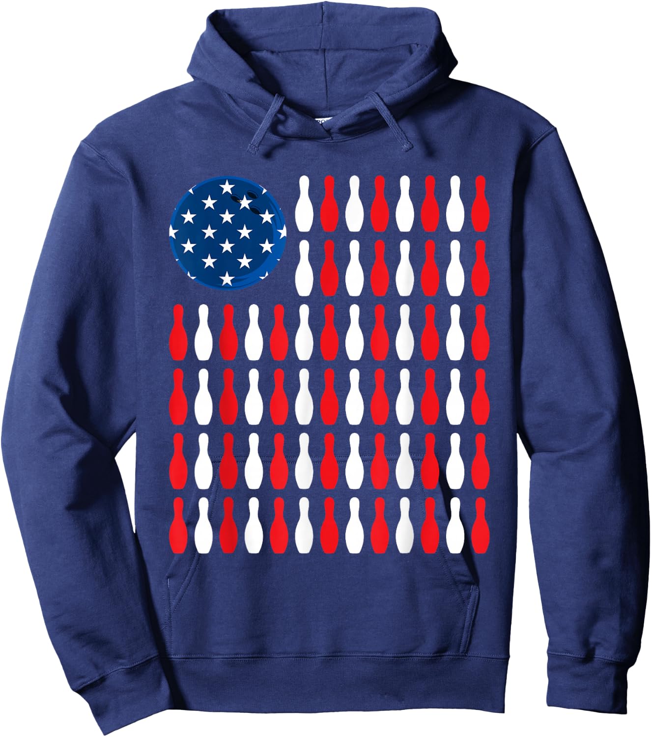 American Flag - Patriotic Bowler & Bowling Small Hoodie - Hoodie | Navy