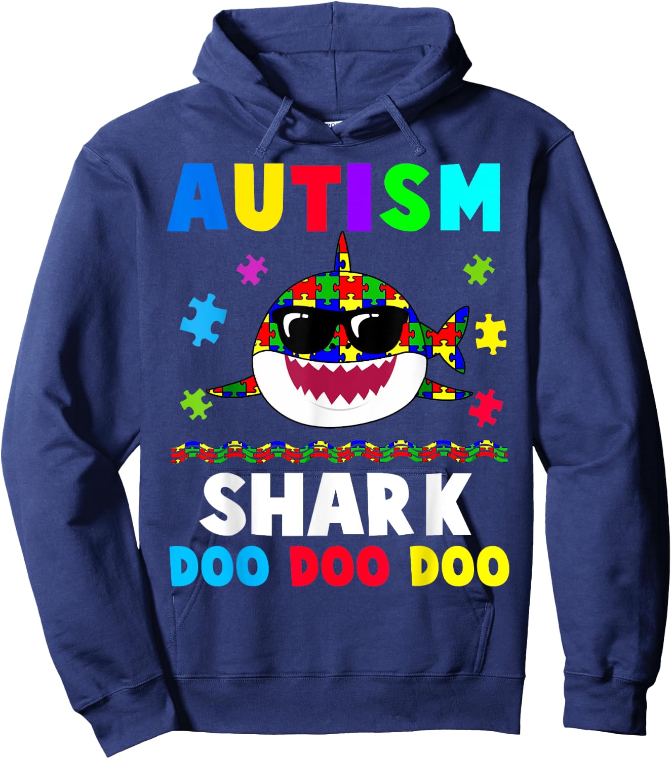 Funny Autism Shark Awareness Support Cute Gift Hoodie - Hoodie | Navy