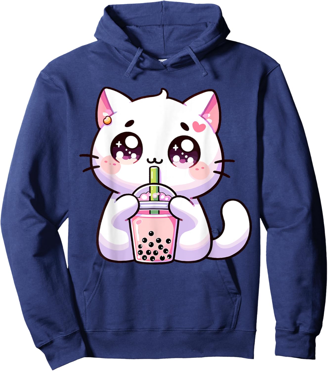 Boba Cat Boba Tea Bubble Tea Kawaii Cat Men Women Girls Kids Hoodie - Hoodie | Navy