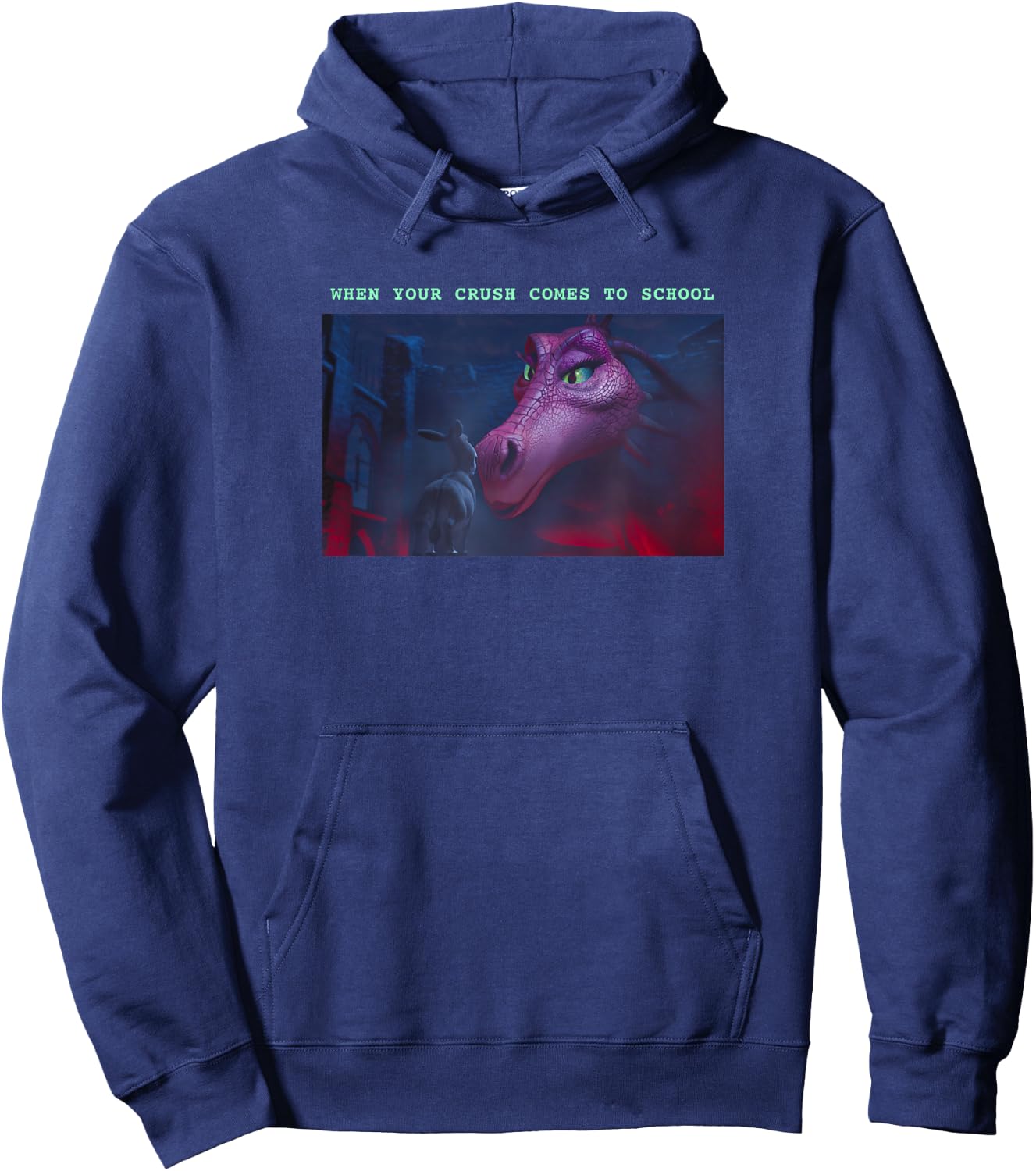 Shrek Dragon & Donkey When Your Crush Comes To School Hoodie - Hoodie | Navy