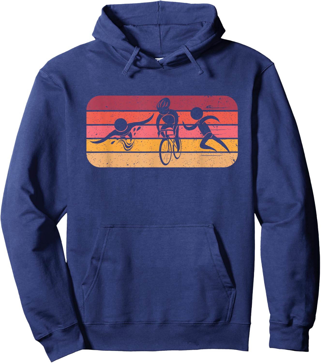 Retro Sports Gift Swim Bike Run Triathlon Hoodie - Hoodie | Navy