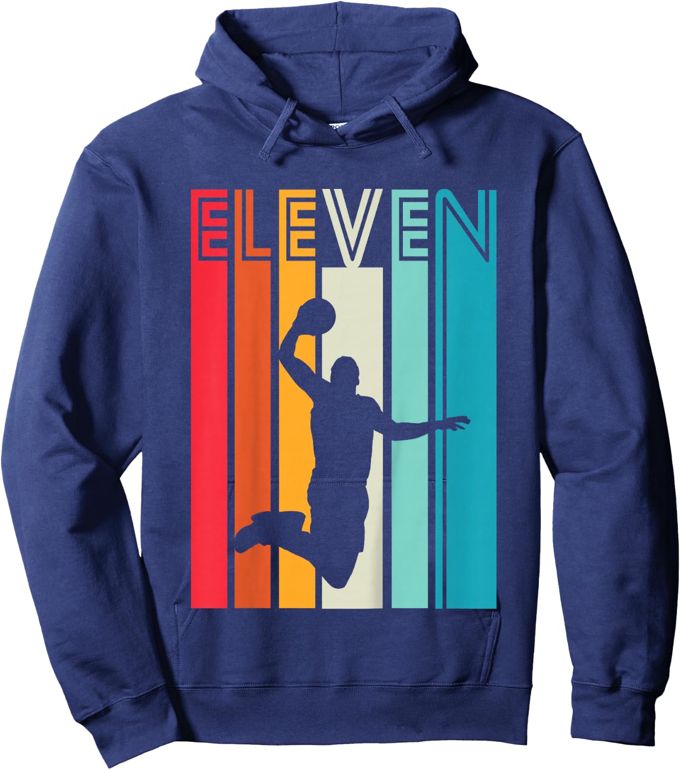 11th Birthday Basketball Lover Gift 11 Years Old Retro Hoodie - Hoodie | Navy