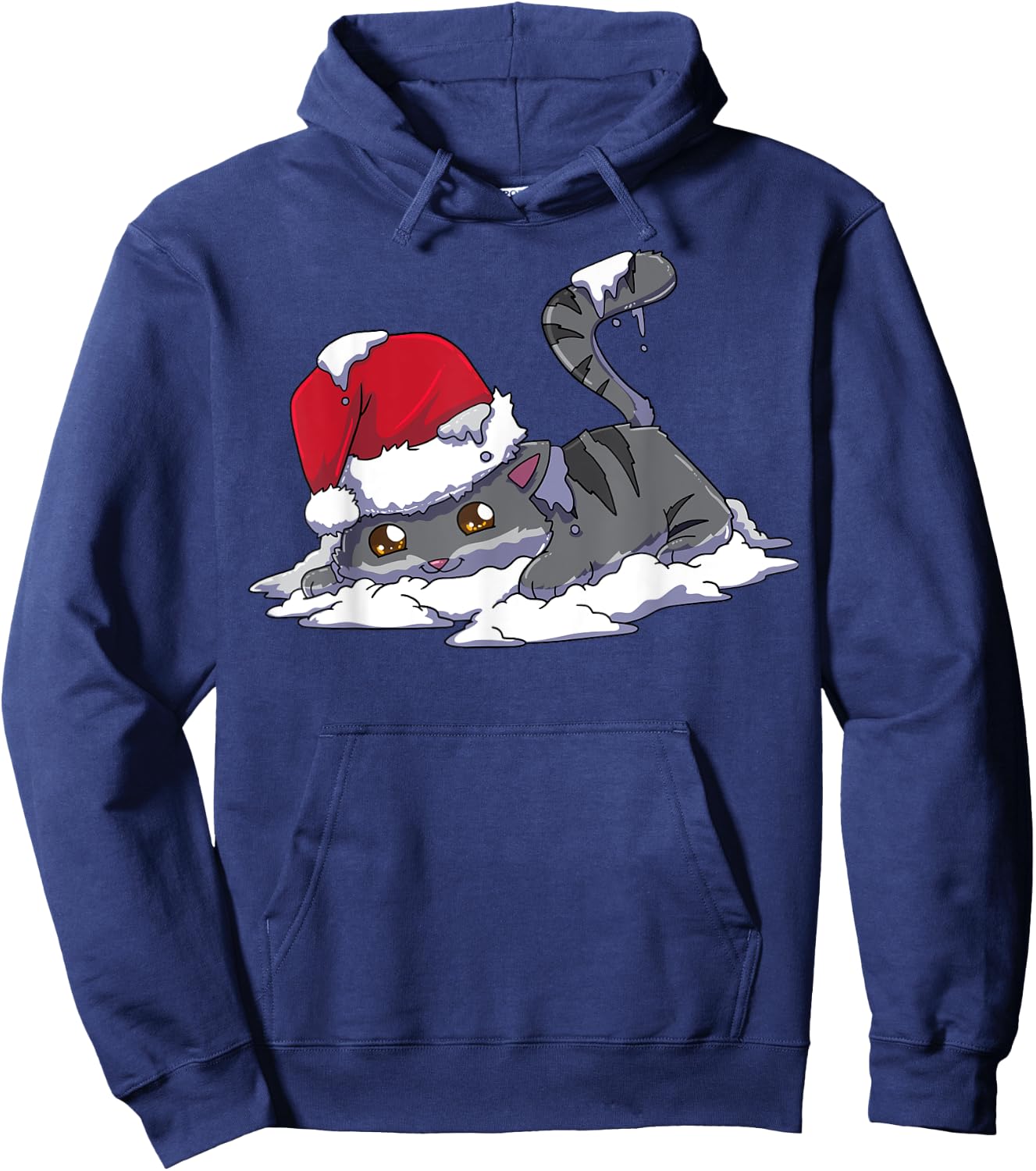 Christmas Anime Kawaii Neko Cat Hoodie - Hoodie | Navy