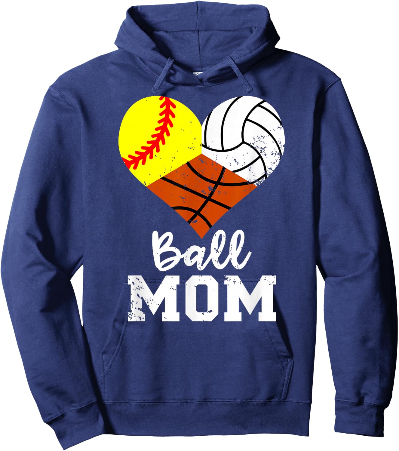 Ball Mom Funny Softball Volleyball Basketball Mom Hoodie - Hoodie | Navy