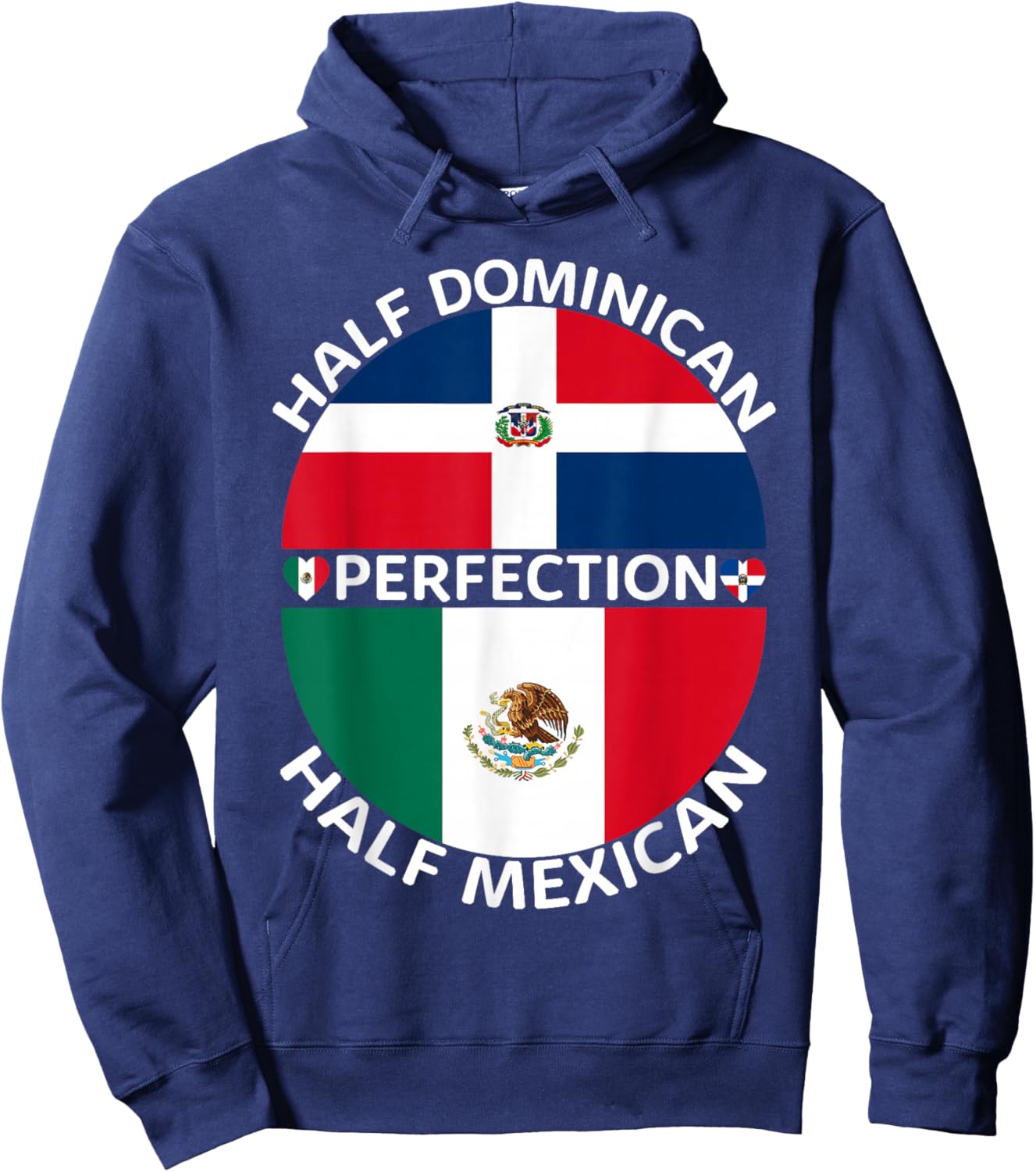 Half Mexican Half Dominican Republic Mexico Flag Roots Men Hoodie - Hoodie | Navy