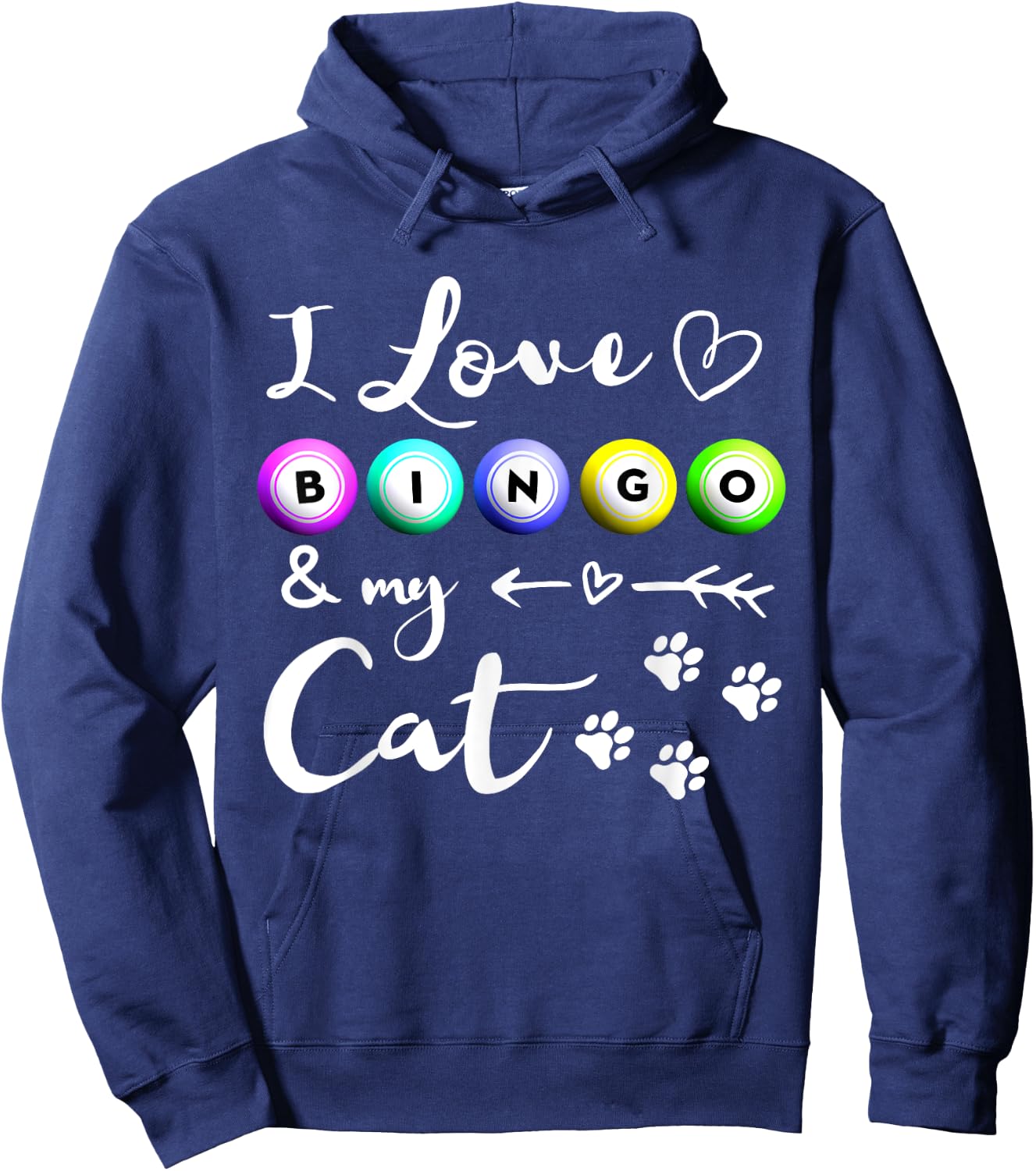 Bingo Shirt , I Love Bingo and my Cat Bingo gift Hoodie - Hoodie | Navy