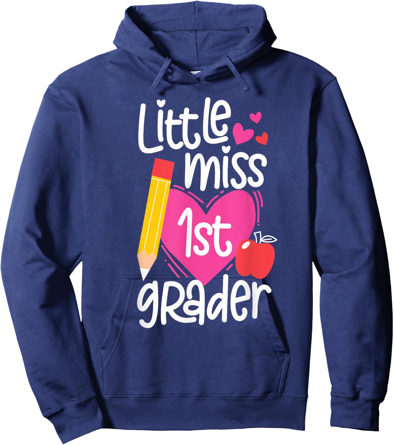 First Day Of School Little Miss 1st Grader Girls Hoodie - Hoodie | Navy