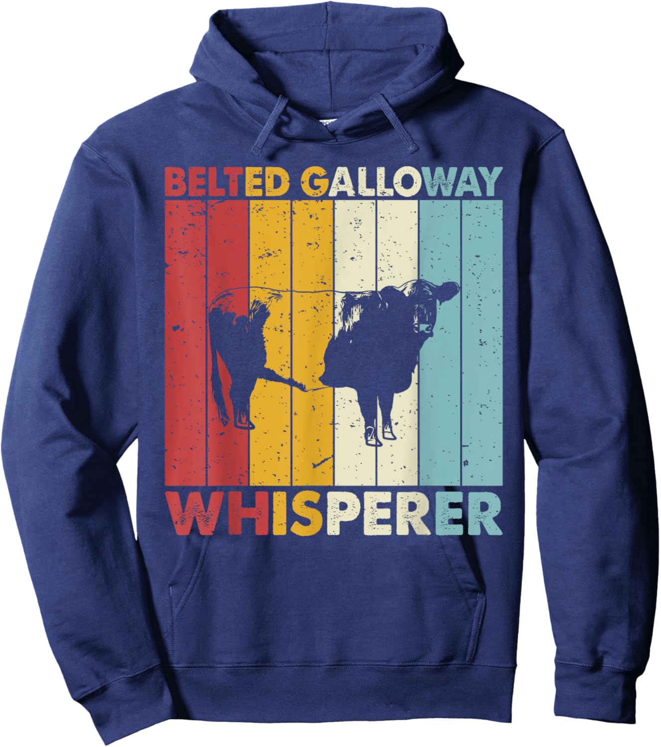 Cattle Dad Mom Cow Whisperer - Farmer Belted Galloway Hoodie - Hoodie | Navy