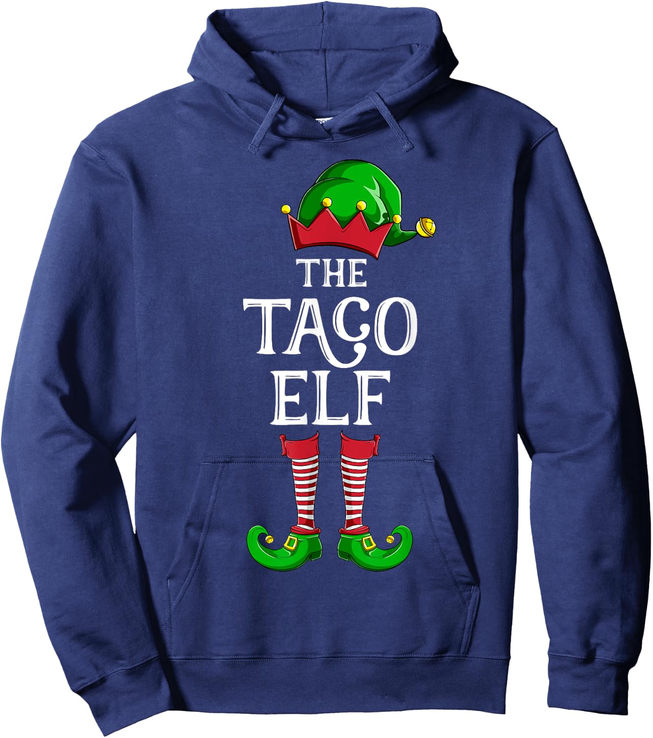 Taco Elf Matching Family Group Christmas Party Pajama Hoodie - Hoodie | Navy