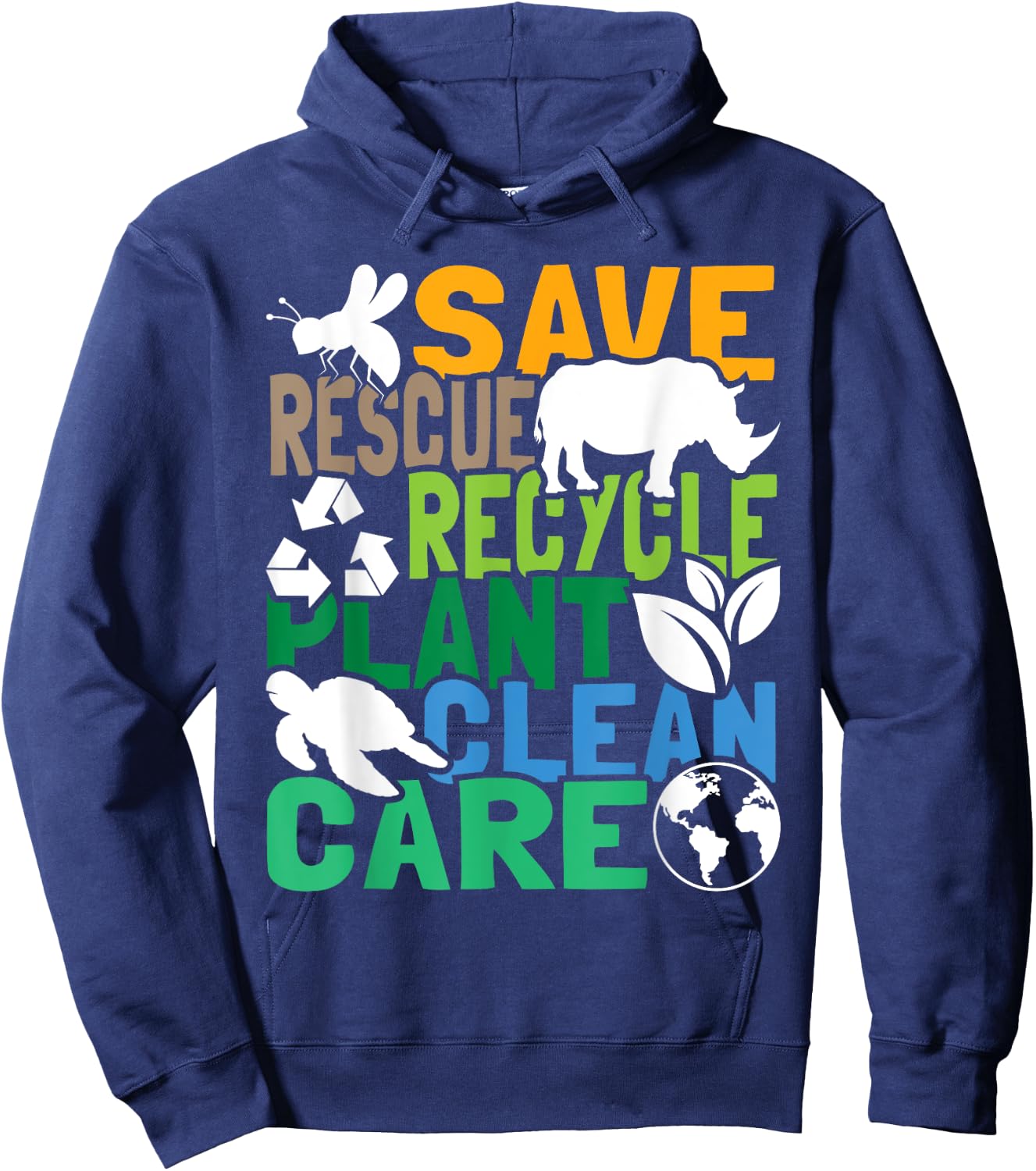 Save Bees Rescue Animals Recycle Plastic - Earth Day Hoodie - Hoodie | Navy