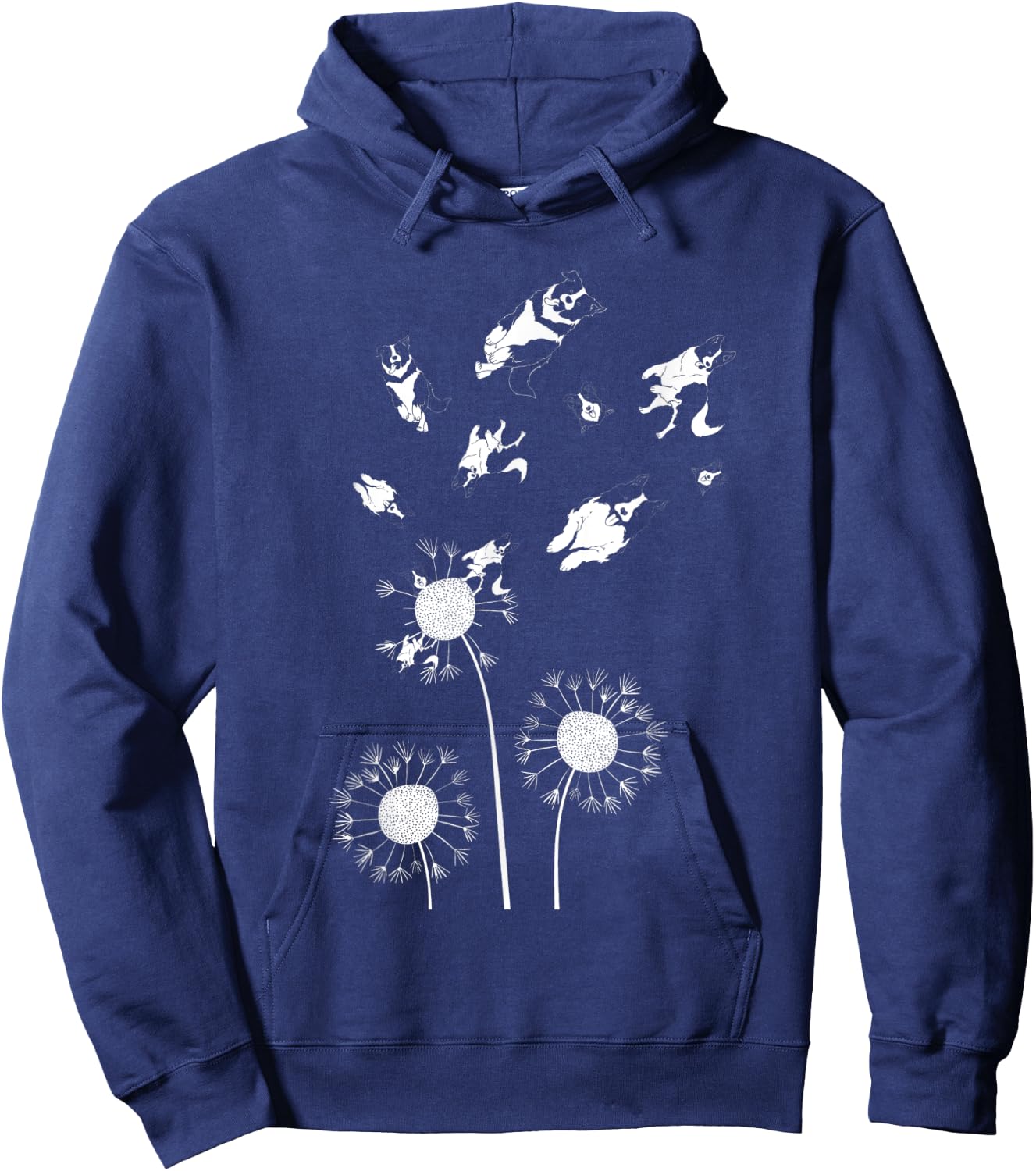 Floral Flower Dandelion Dog Lover Border Collie Women Kids Hoodie - Hoodie | Navy
