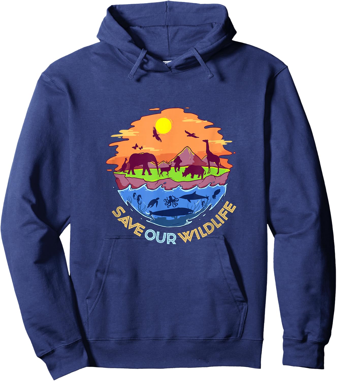 Wowsome! Save our Wildlife – World Wildlife Day , Small, Black Hoodie - Hoodie | Navy