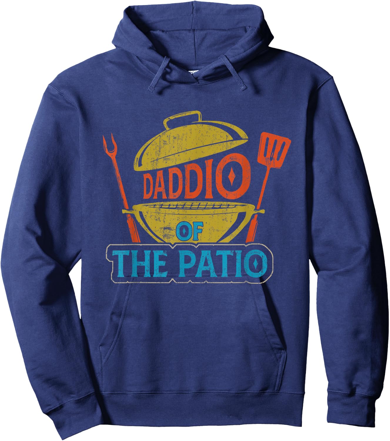 Daddio Of The Patio Vintage BBQ Grill Barbecue Father's Day Hoodie - Hoodie | Navy