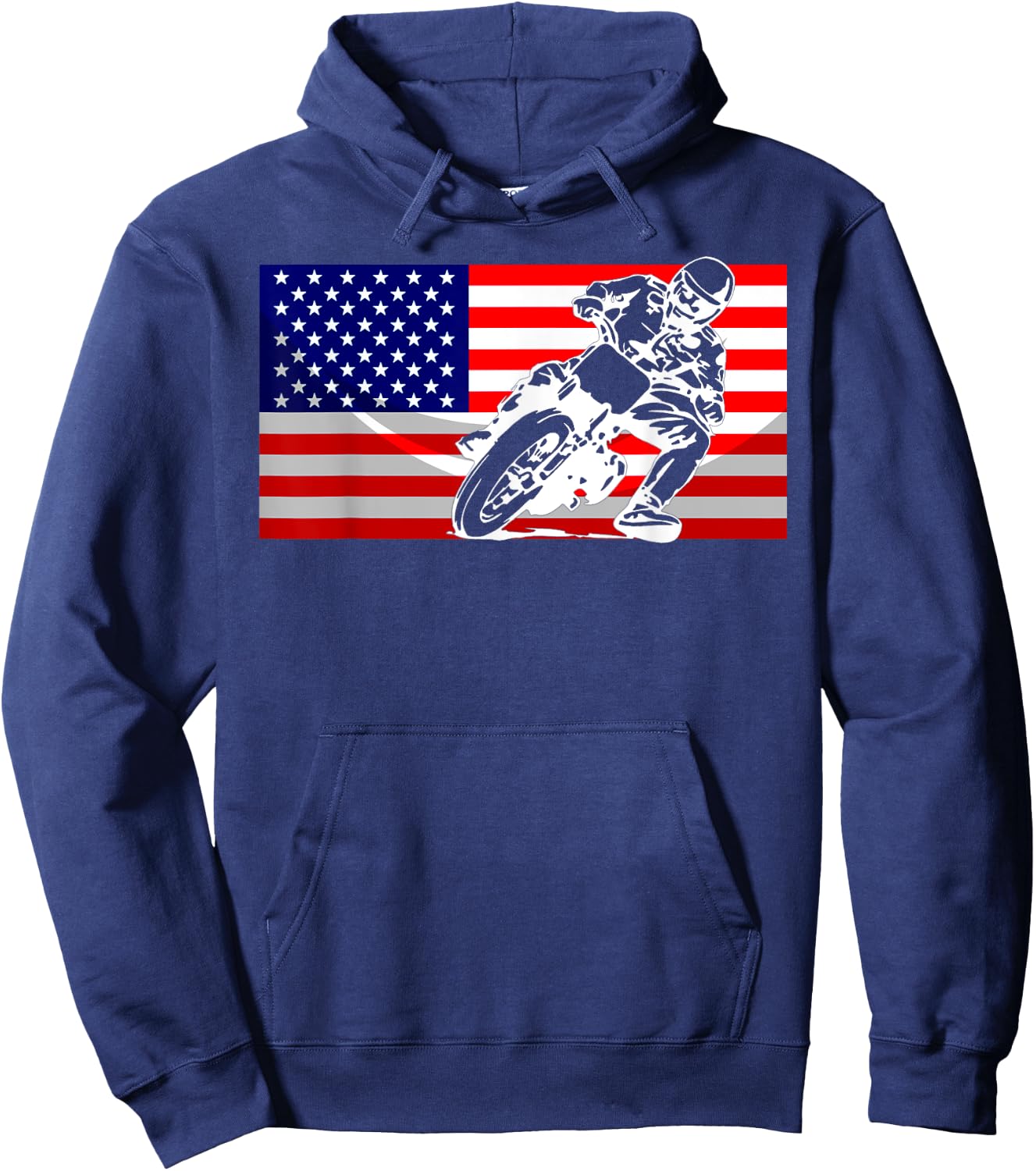 Funny American Flat Track Motorcycle Gift Cool Bike Rider Hoodie - Hoodie | Navy