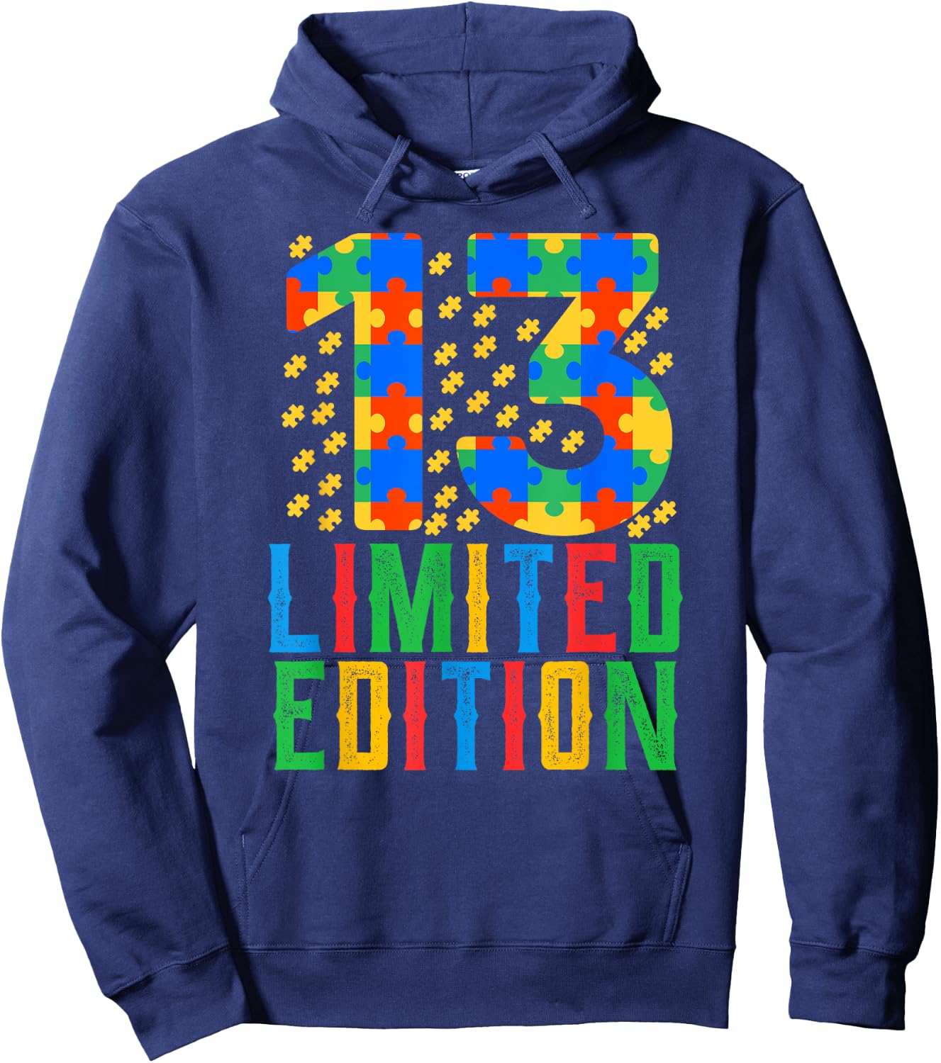 Birthday Boy Girl 13 Year Old Autism Awareness Teenage Gift Hoodie - Hoodie | Navy