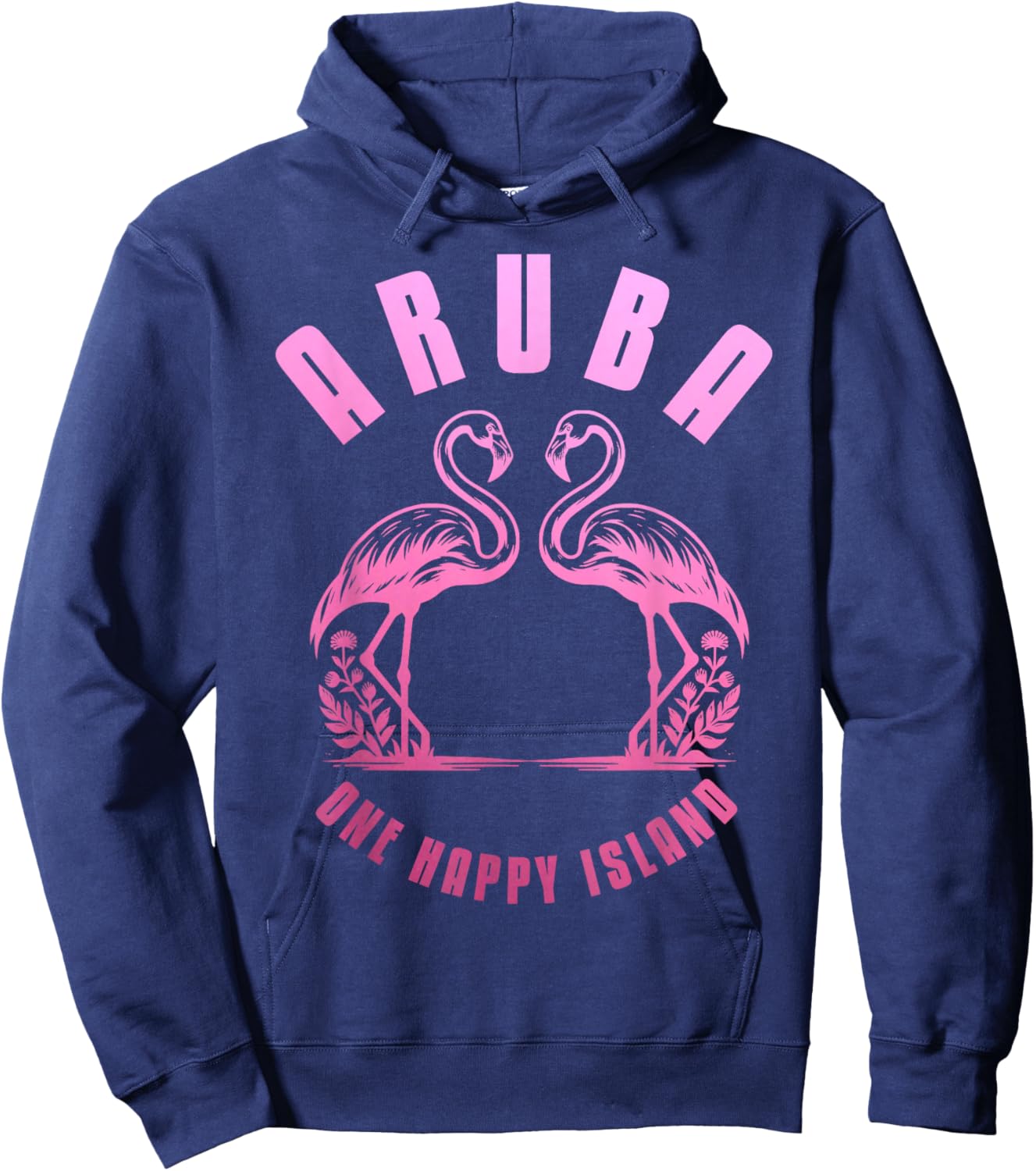 Aruba Flamingo Happy Island Craibbean Souvenir Pride Vintage Hoodie - Hoodie | Navy