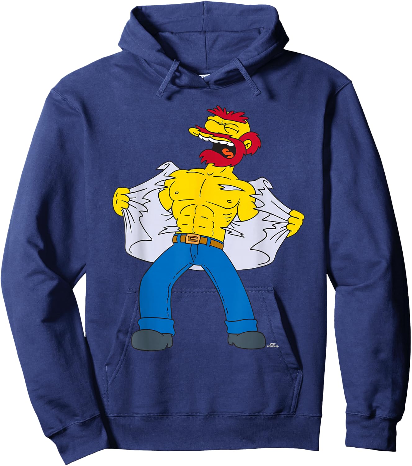 The Simpsons Groundskeeper Willie Tears Off Shirt Hoodie - Hoodie | Navy