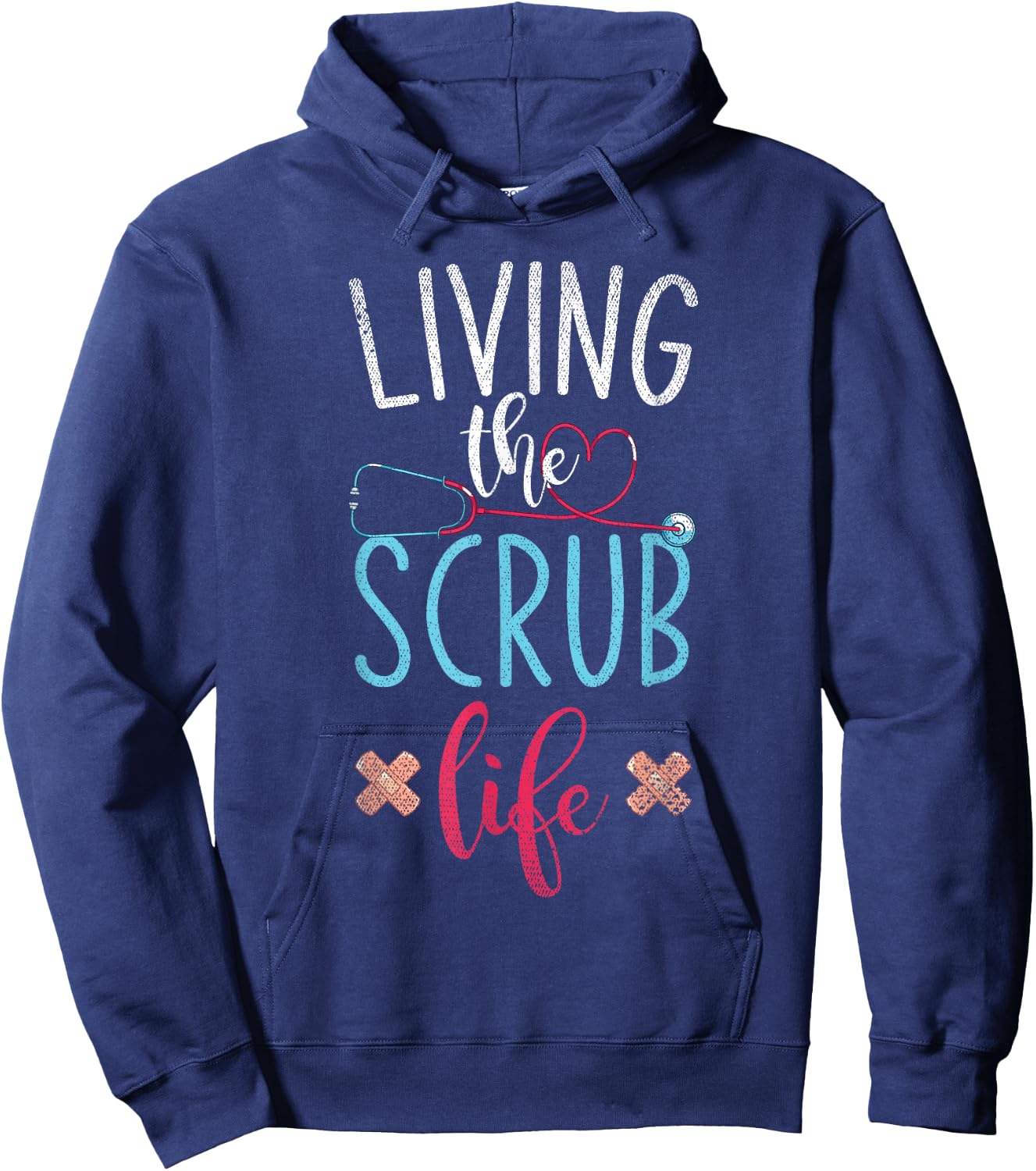 Stethoscope Heart Medical Nursery Nursing Bandaids Nurse Hoodie - Hoodie | Navy