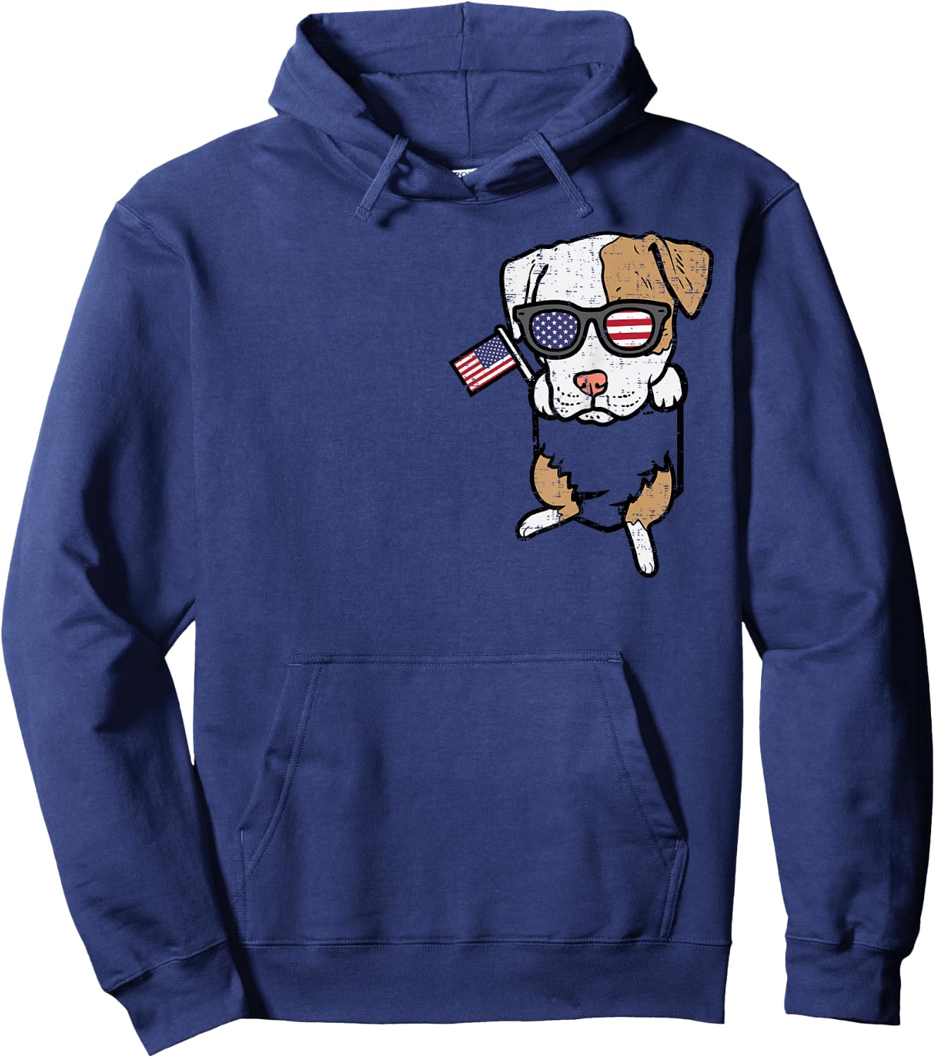 Pitbull Pocket Cute Pit American USA 4th Of July Fourth Dog Hoodie - Hoodie | Navy