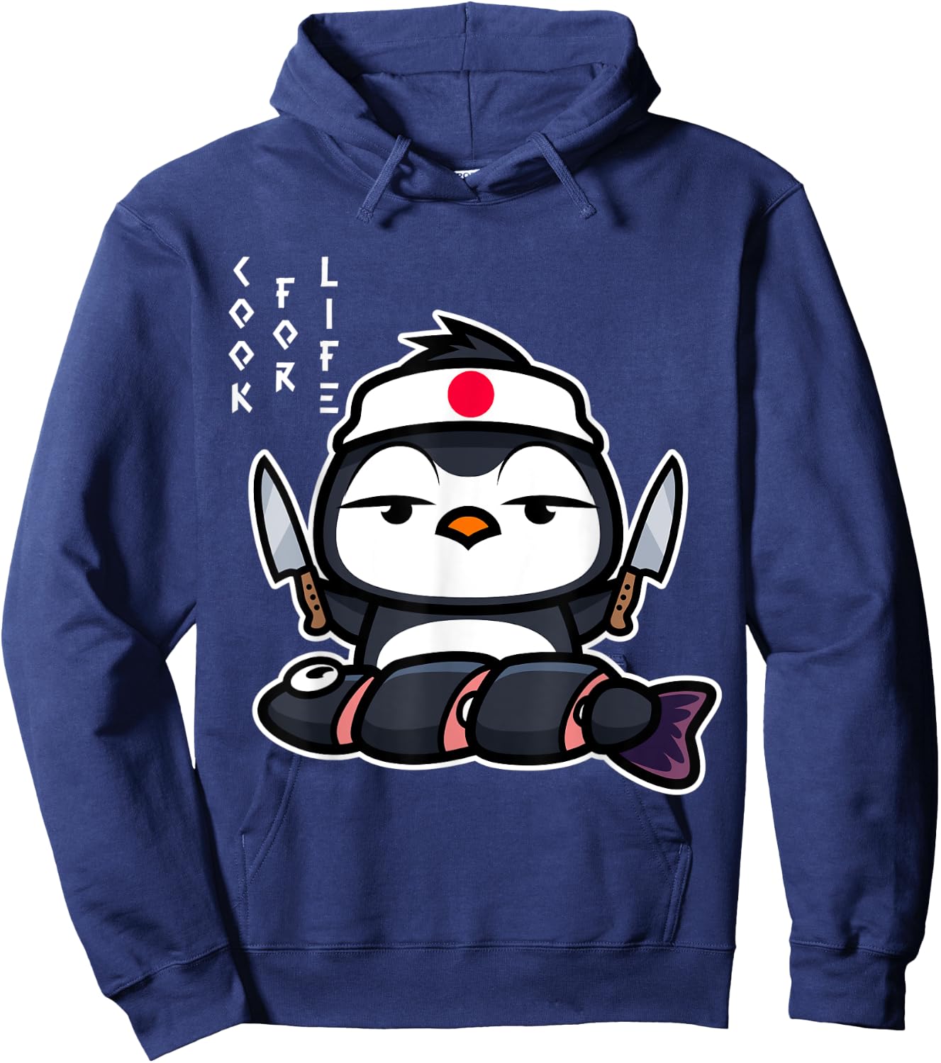 Japanese Penguin Cook Asian Food Funny Hoodie - Hoodie | Navy