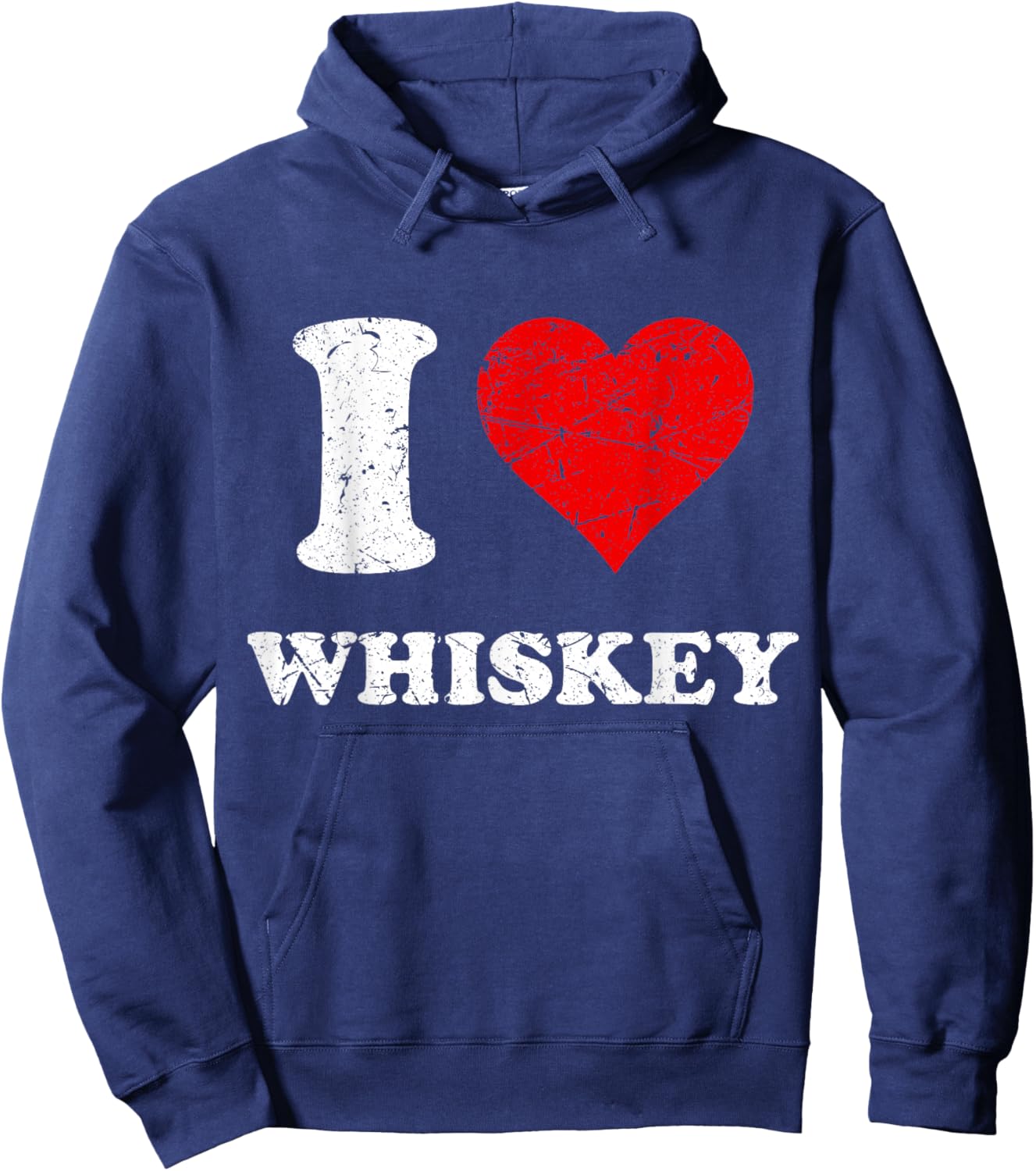Distressed Alcohol Drinking I Heart Whiskey I Love Whiskey Hoodie - Hoodie | Navy