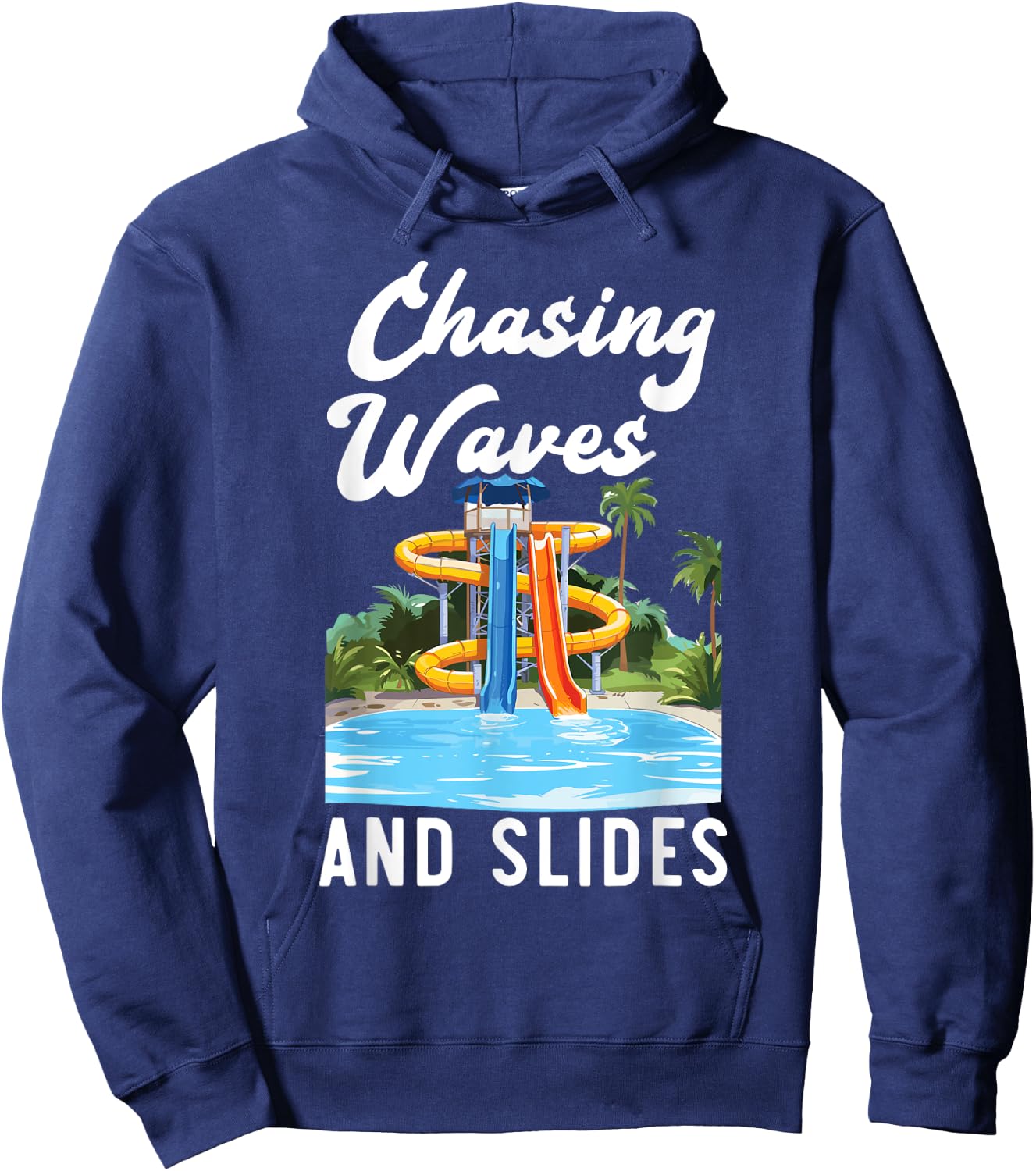 Water Slide Aquatic Park Swimming Pool Splash Summer Women Kids Hoodie - Hoodie | Navy