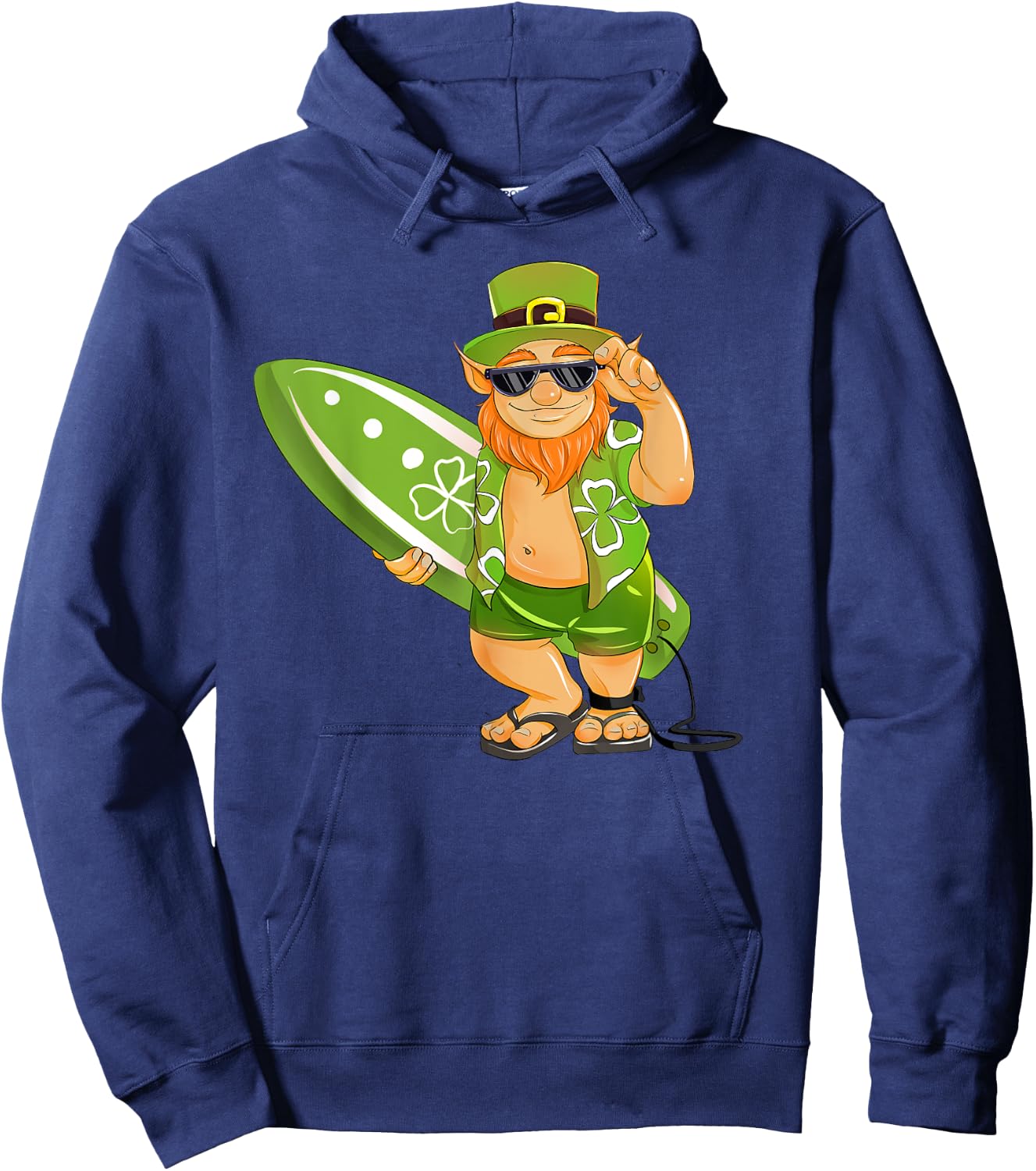 Surfing Leprechaun Hawaiian Surfing St Patricks Day Hawaii Hoodie - Hoodie | Navy