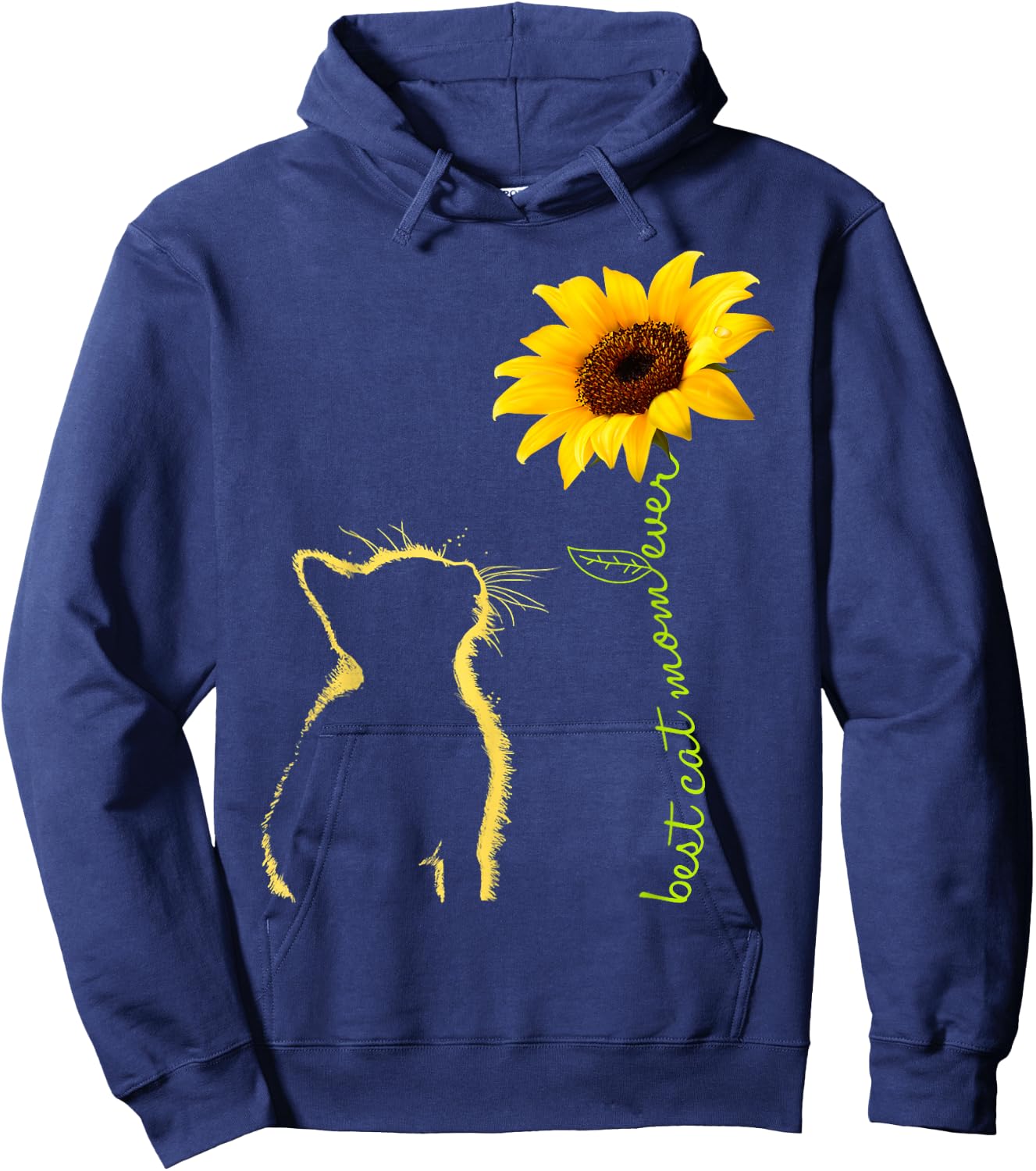 Best Cat Mom Ever Sunflower Mother's Day for Cat Lover Hoodie - Hoodie | Navy